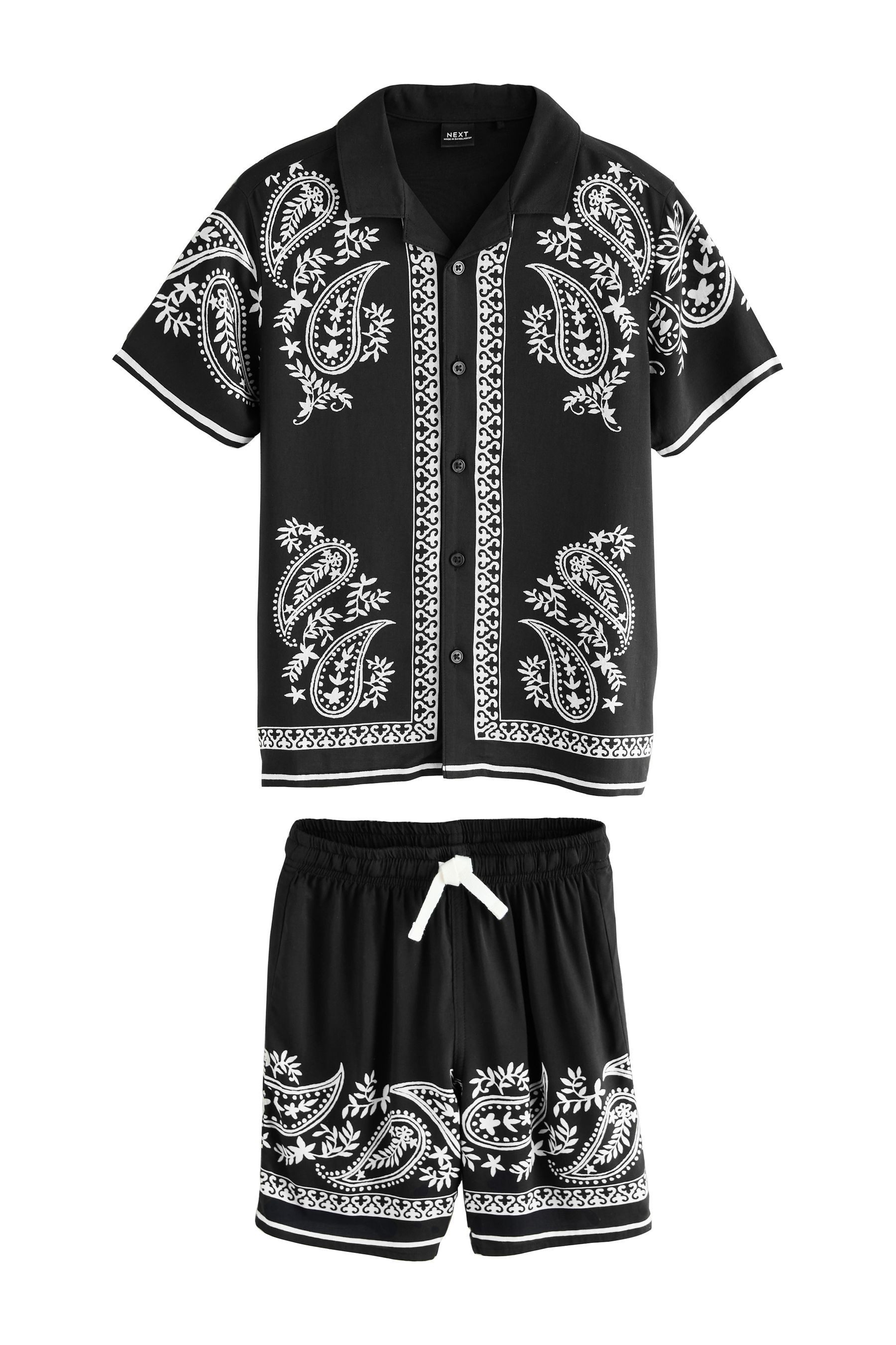 Next Shirt & Shorts Bedrucktes Kurzarm-Hemd und Skater-Shorts im Set (2-tlg)