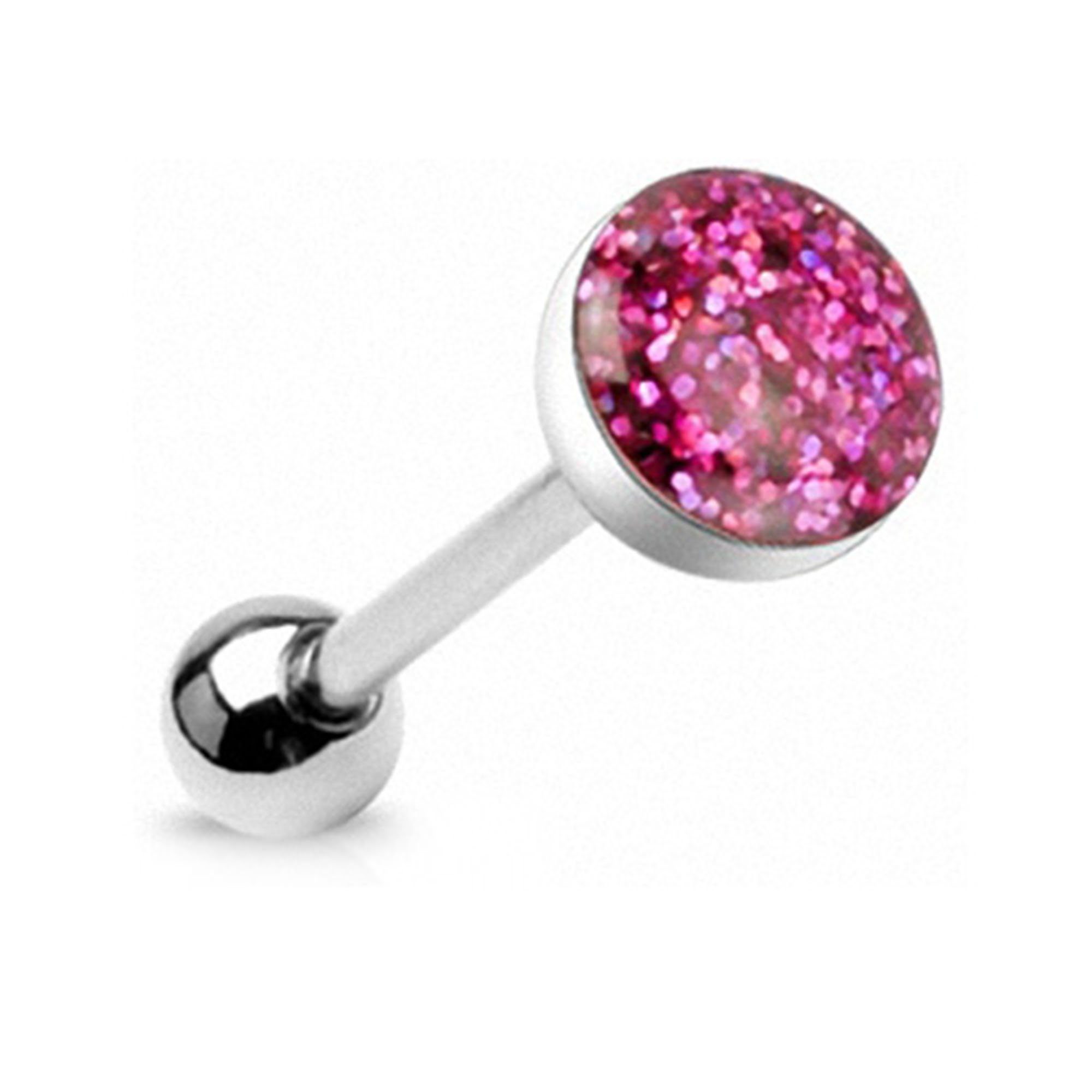 Taffstyle Piercing-Set Zungenpiercing Ohr Kugel Multi Epoxy Kristall Ball, Piercingfaktor Barbell Stab Hantel Stecker Intim Brust Ohr Ohrpiercing Pink