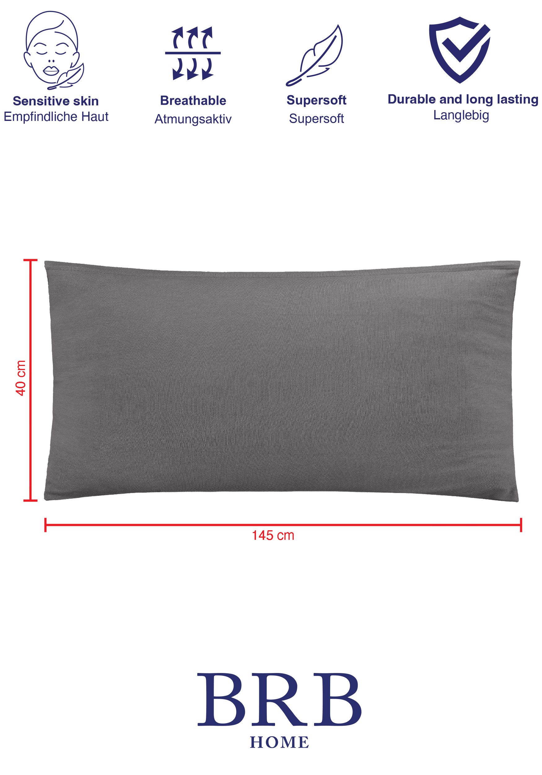 BRB HOME Kissenhüllen Kissenbezüge Kopfissenbezug Couchkissen Dekokissen Sofakissen, (2 Stück), Baumwolle Kissenbezüge Jersey-Material