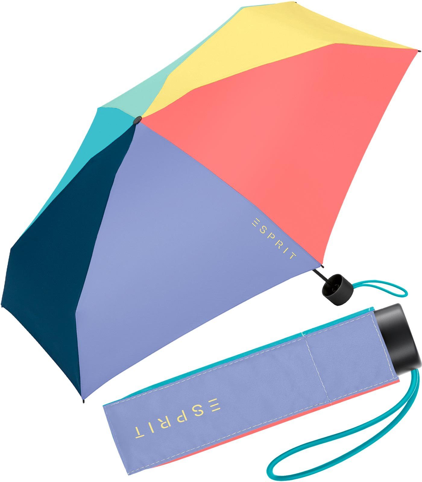 Esprit Taschenregenschirm Damen Super Mini Regenschirm Petito FJ 2023, winzig klein, in den neuen Trendfarben bunt