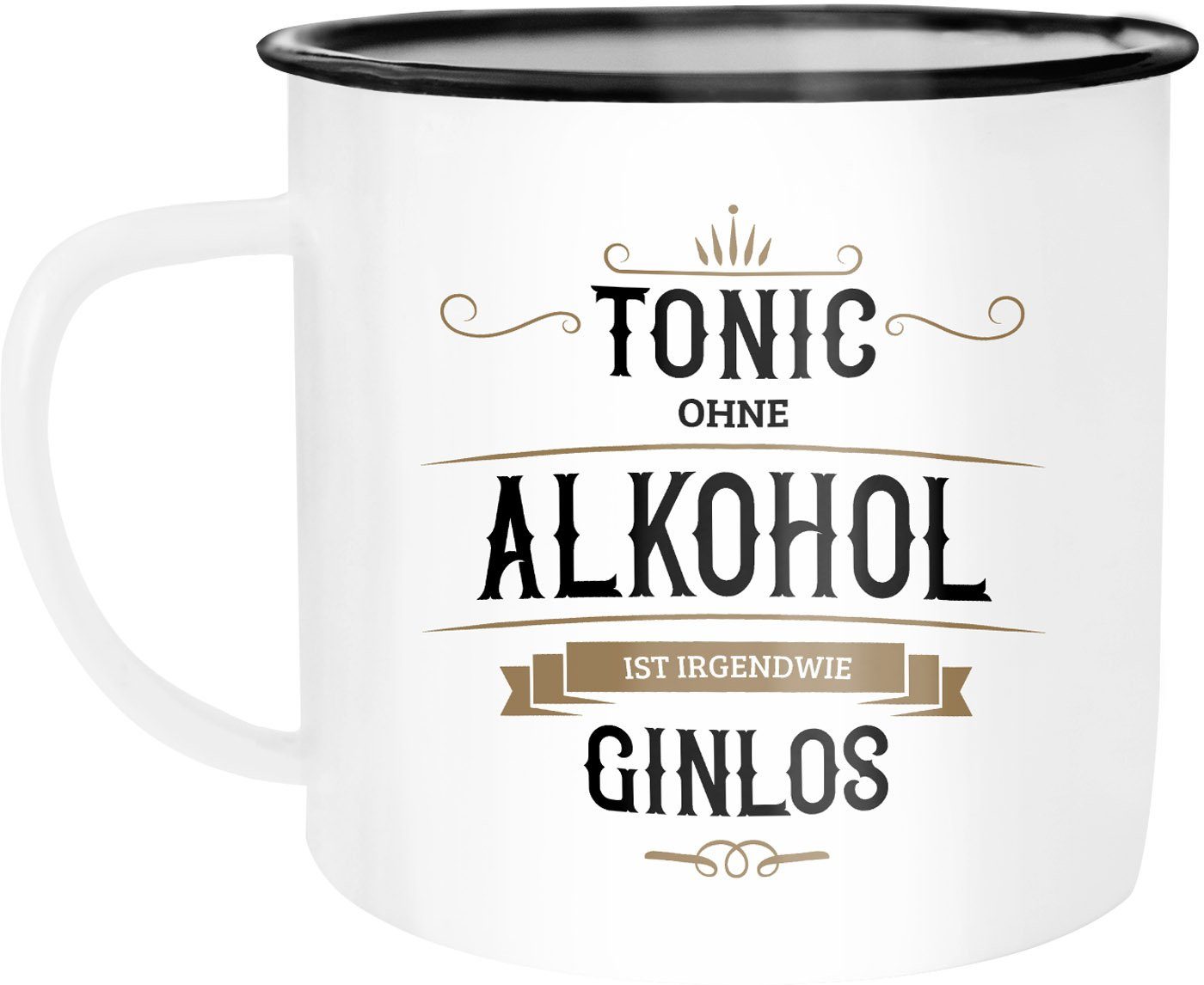 Tasse Tonic Kaffeetasse MoonWorks irgendwie Emaille mit ist Moonworks®, ohne und Ginlos emailliert Alkohol Tasse Becher Gin Aufdruck