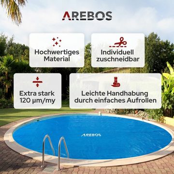 Arebos Solarabdeckplane Wärmeplane Solarfolie Solarplane Solarheizung Pool Heizung (Stück, Blau), 120mic