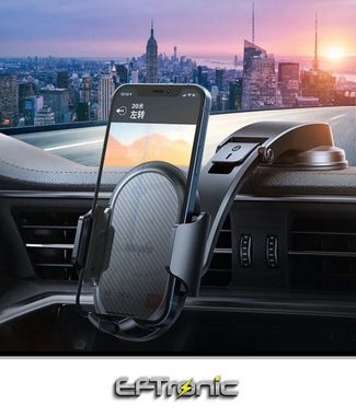 EFTronic KFZ Handyhalterung iPhone 15, 14, 13, Samsung Galaxy, Pixel Smartphone-Halterung, (1-tlg., 1er Set, Hals von 80-126 mm ausziehbar + Saugnapf Adapter für Armaturenbrett)