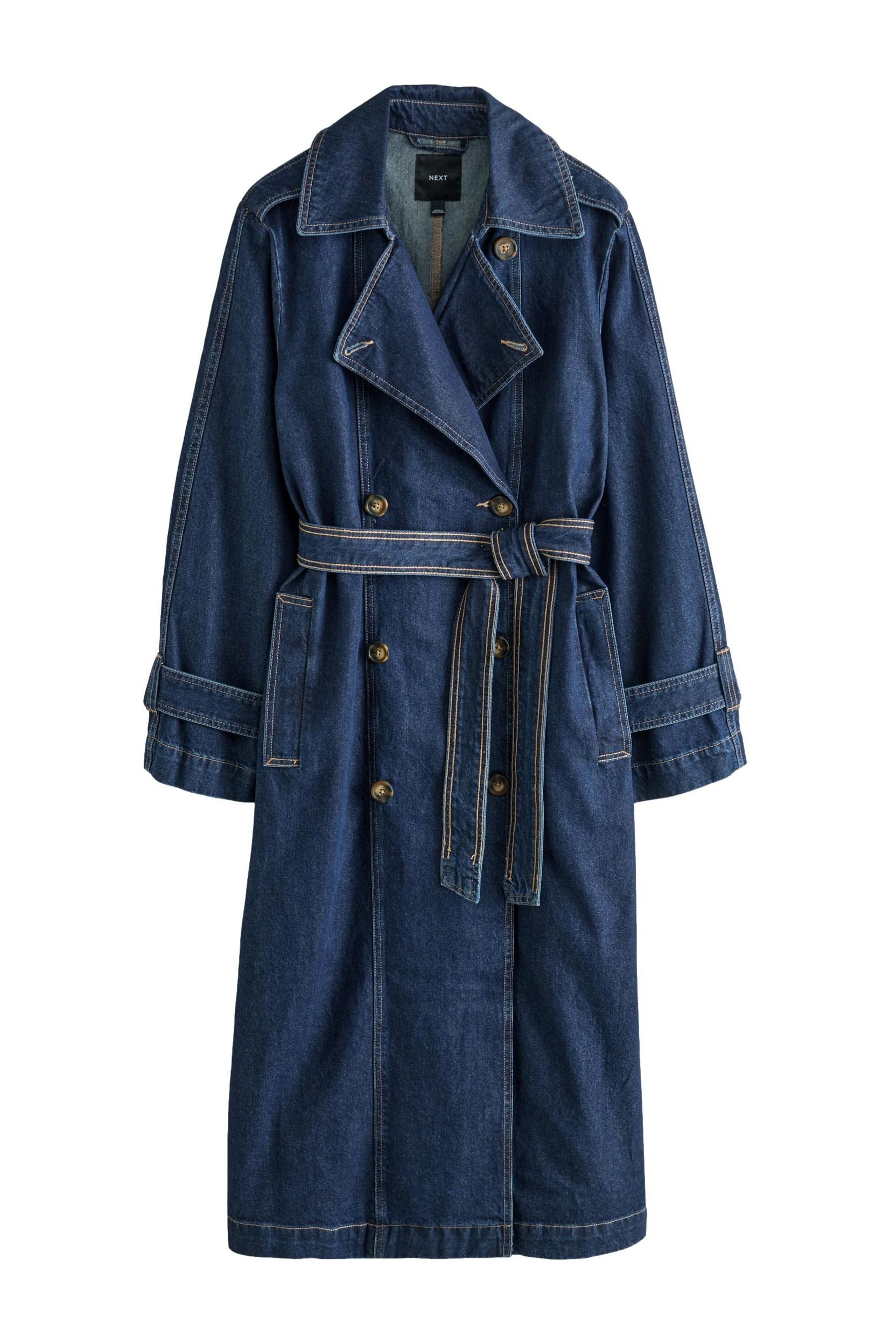 Next Jeansjacke Zweireihiger Denim-Trenchcoat 100 % Baumwolle günstig online kaufen