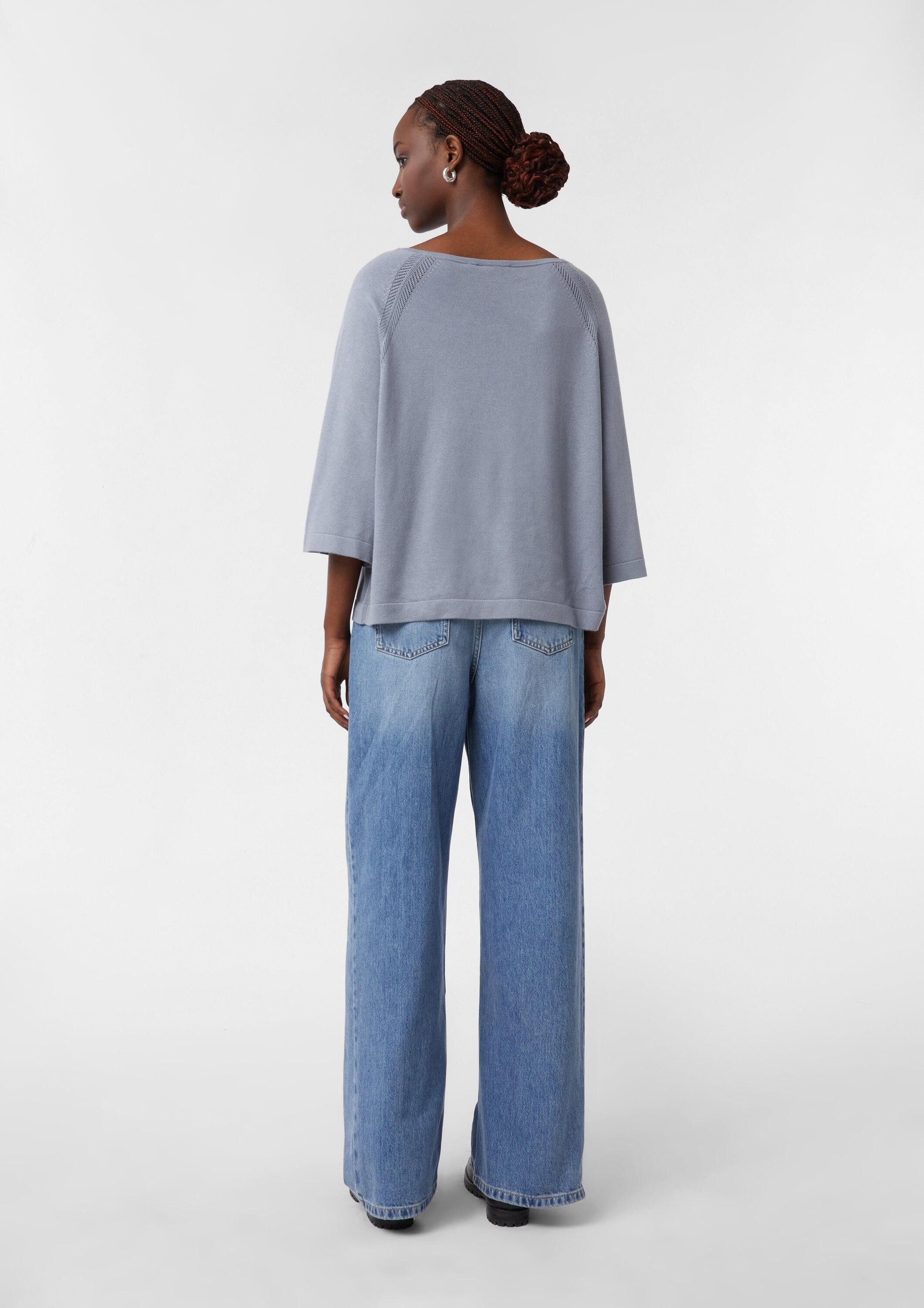 comma 3/4 Arm-Pullover Strickpullover Oversized Pullover aus Feinstrick mit Lochmuster
