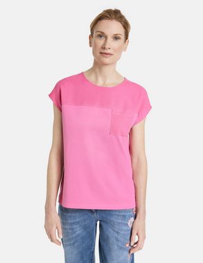 GERRY WEBER Kurzarmshirt T-Shirt mit Material-Patch und Ziersteinchen