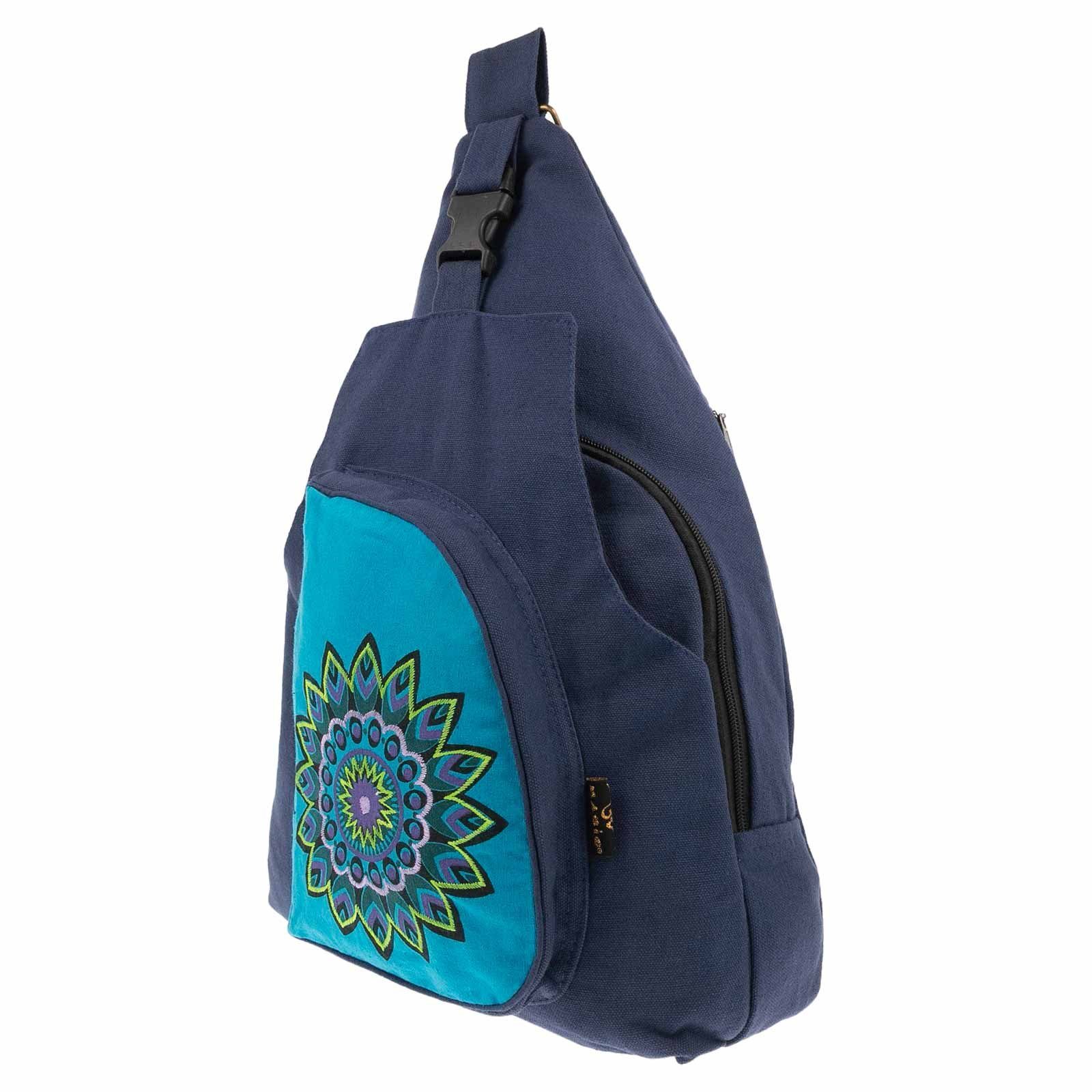 Umhängetasche Schultertasche Bag Sling UND Hippie MAGIE Bodybag KUNST L Blau Rucksack Kunst&Magie Mandala