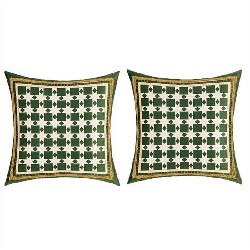 Kissenbezug Kissenbezüge, 2er-Pack, grüne Retro-Sofakissenbezüge, Kissenbezug, Gold Crest (2 Stück), 45 x 45 cm