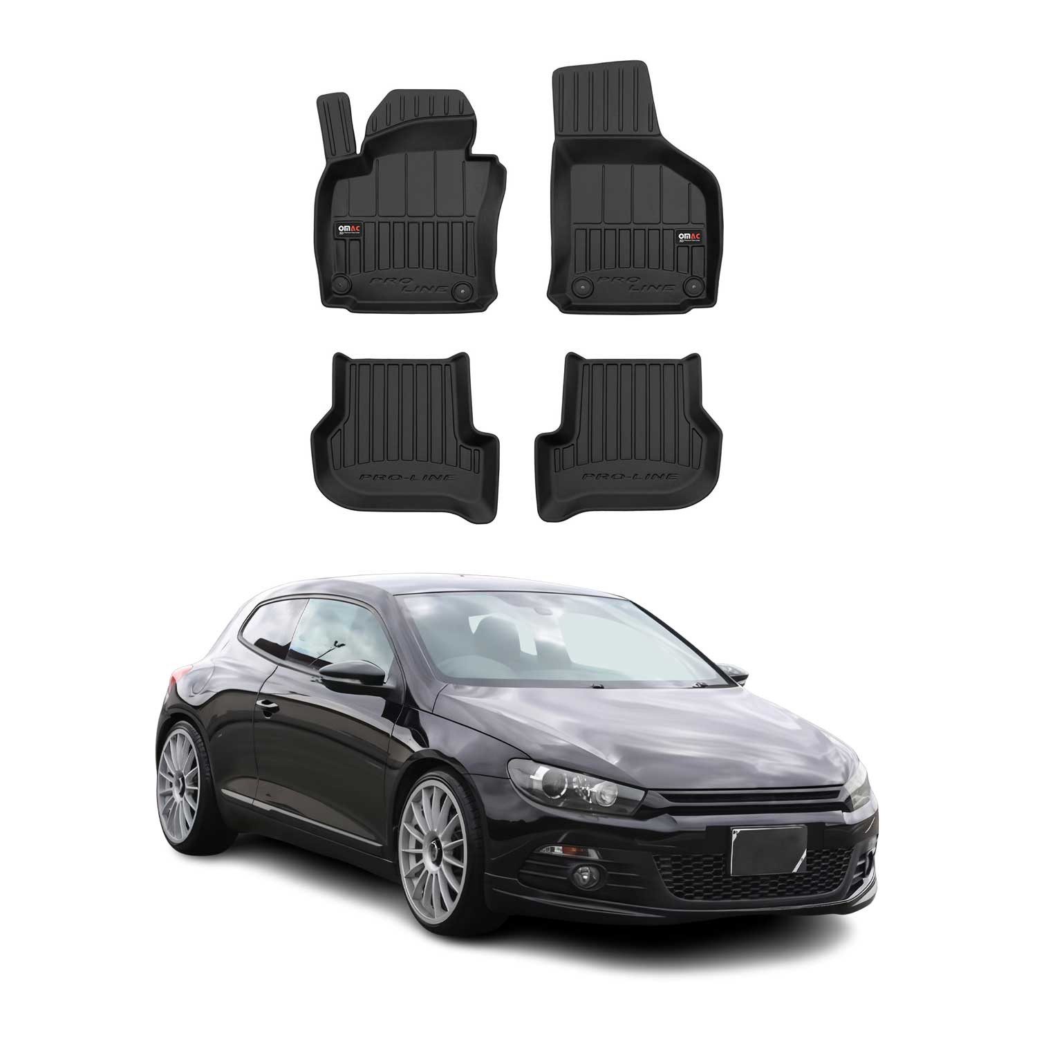 Auto-Fußmatten 2008-2017 VW Scirocco Fußmatten TPE Schwarz 4 tlg