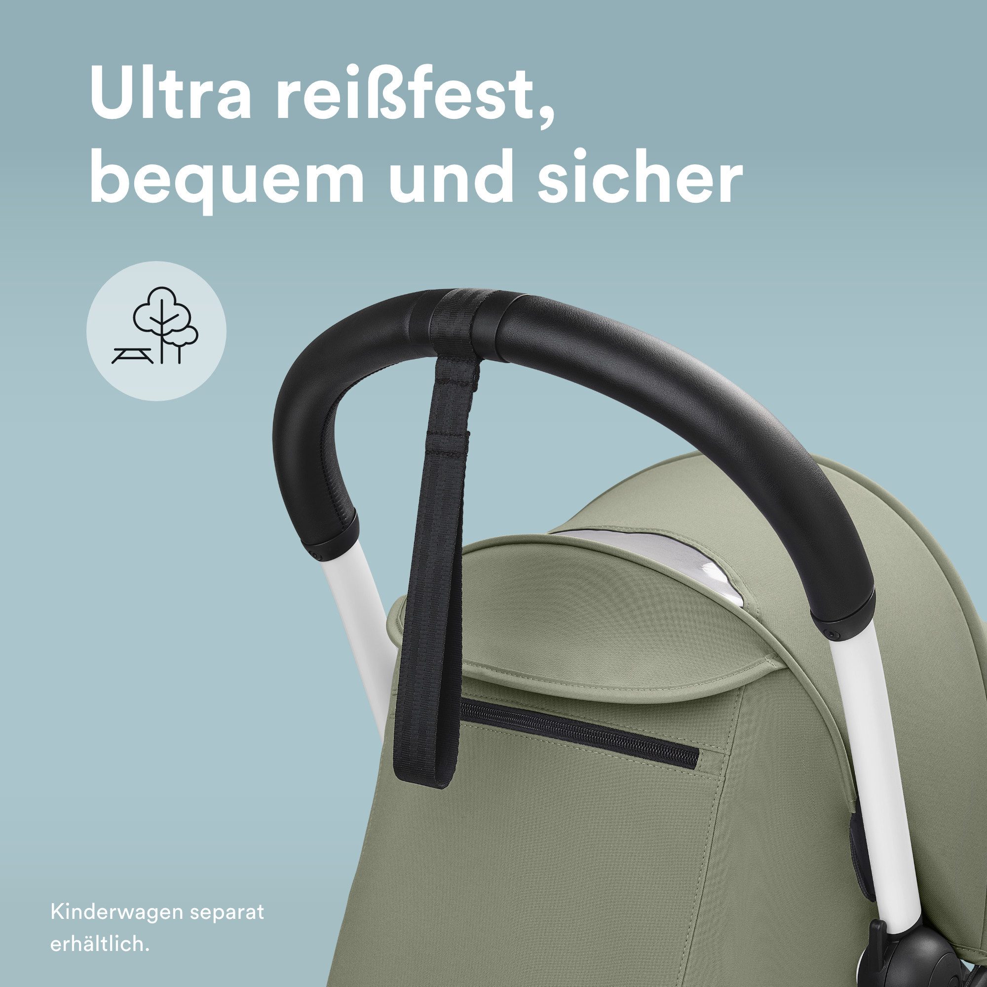 Stokke Kinderwagenaufsatz YOYO Lenker - Extrem widerstandsfähig, Kunstlederbeschichtung, Inklusive 21,5 cm Haltegurt, Schrauben und Installationswerkzeug
