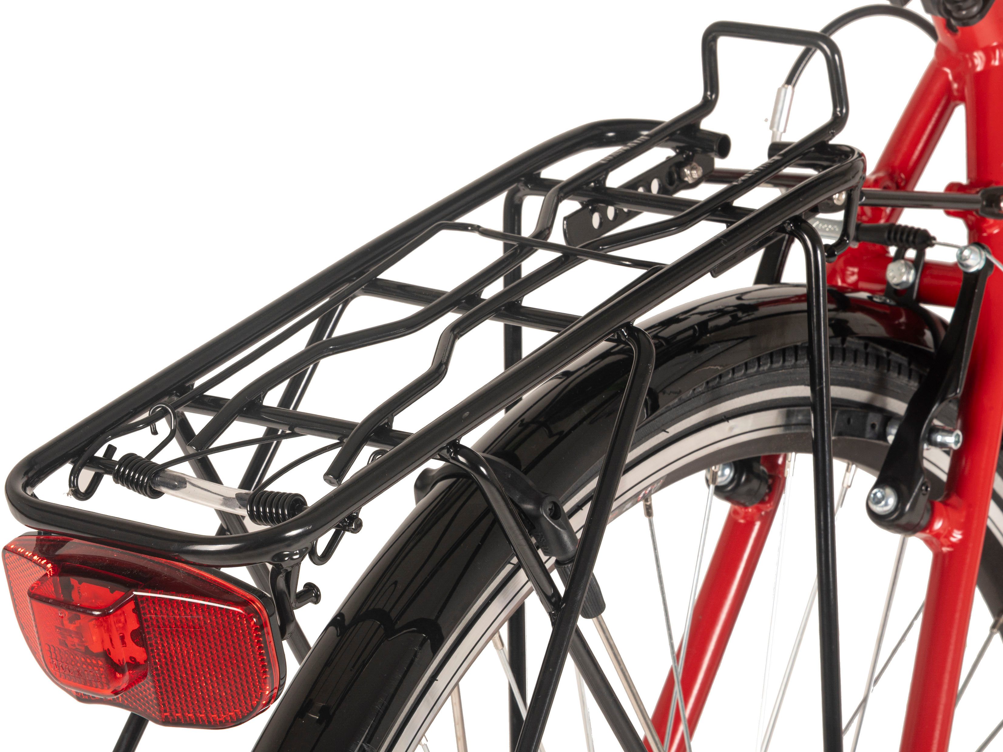 Dacapo Metropolis Trekking Bike for Women, 28" Red, 21 Gears, Frame Size 48 cm, 21-Speed ​​Shimano Tourney Derailleur, Derailleur Gears, Flat Handlebars