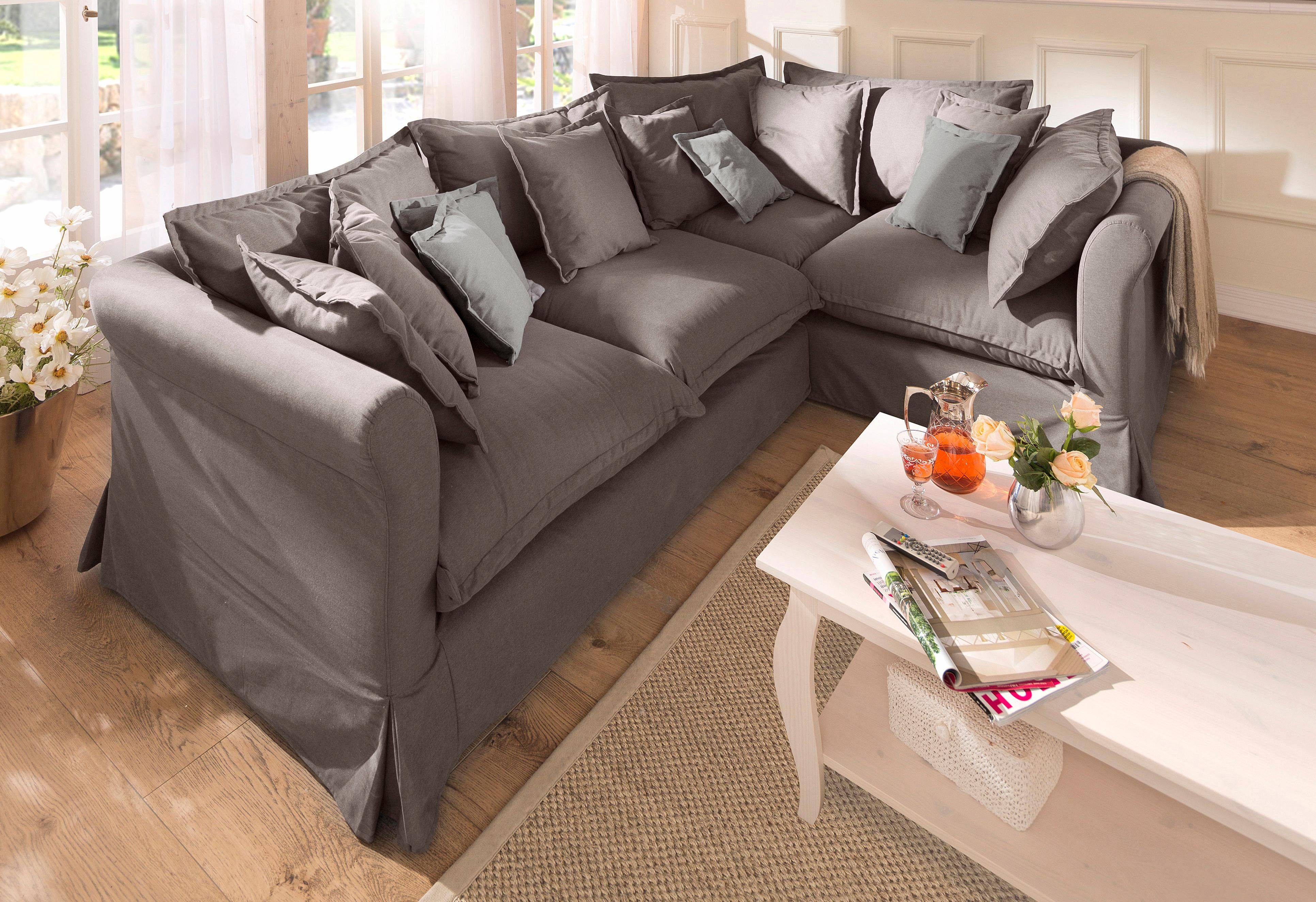 Home affaire Ecksofa Luise L-Form, mit vielen losen Kissen und abnehmbarer Husse