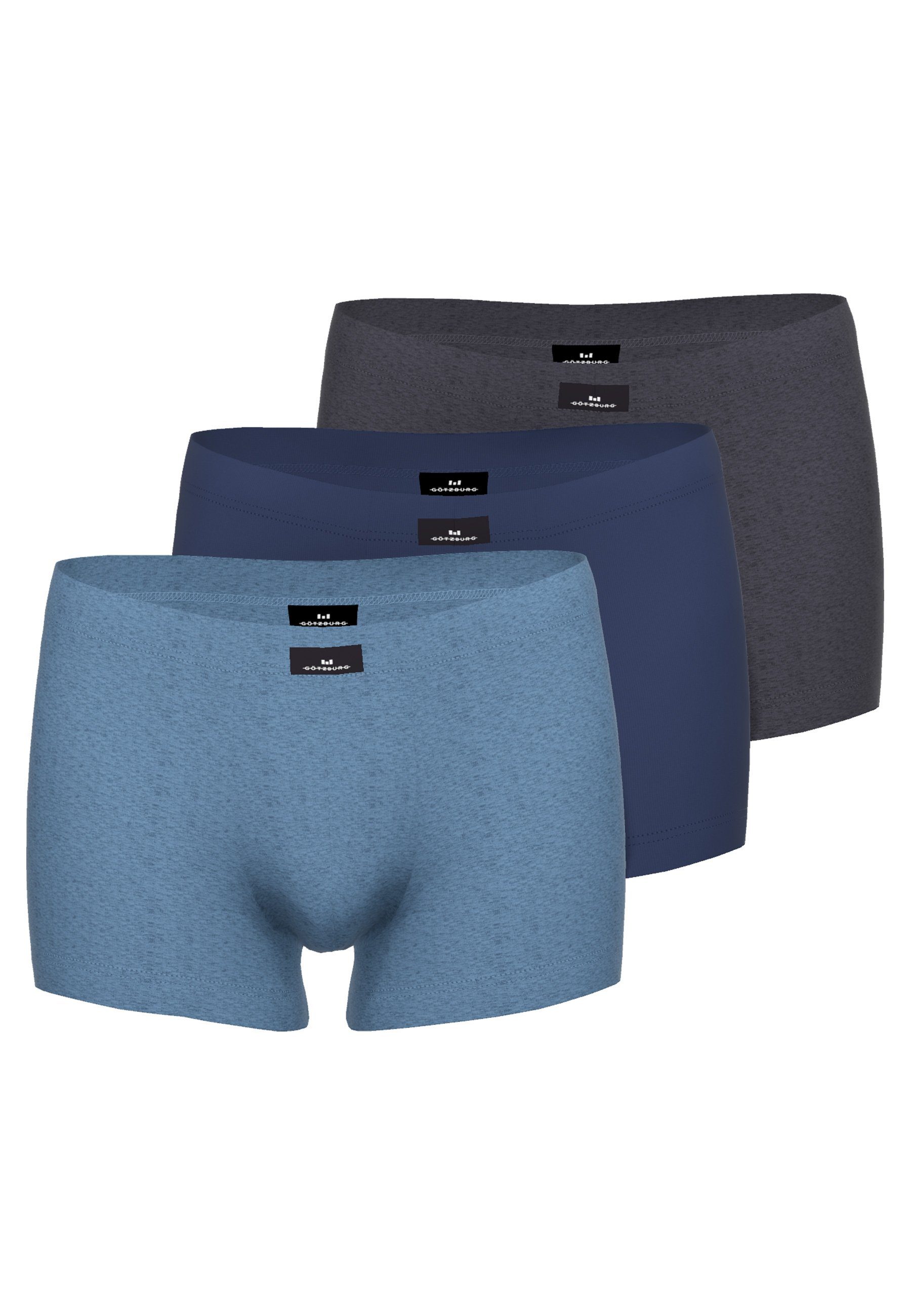 GÖTZBURG Boxershorts GÖTZBURG Herren Pants blau uni 3er Pack (3-St)