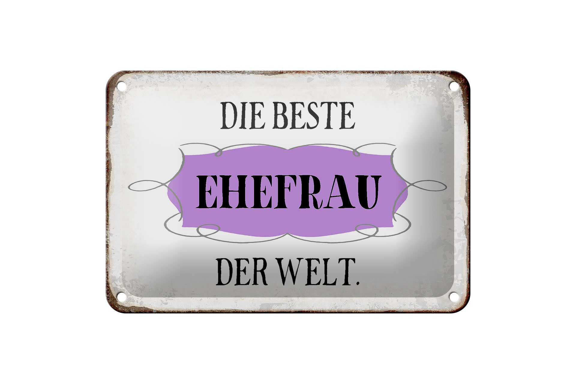 Femer GmbH Metallschild Spruch 18x12cm die beste Ehefrau der Welt, (1 St), gewölbte Oberfläche, abgerundete Ecken, umgeschlagene Kanten
