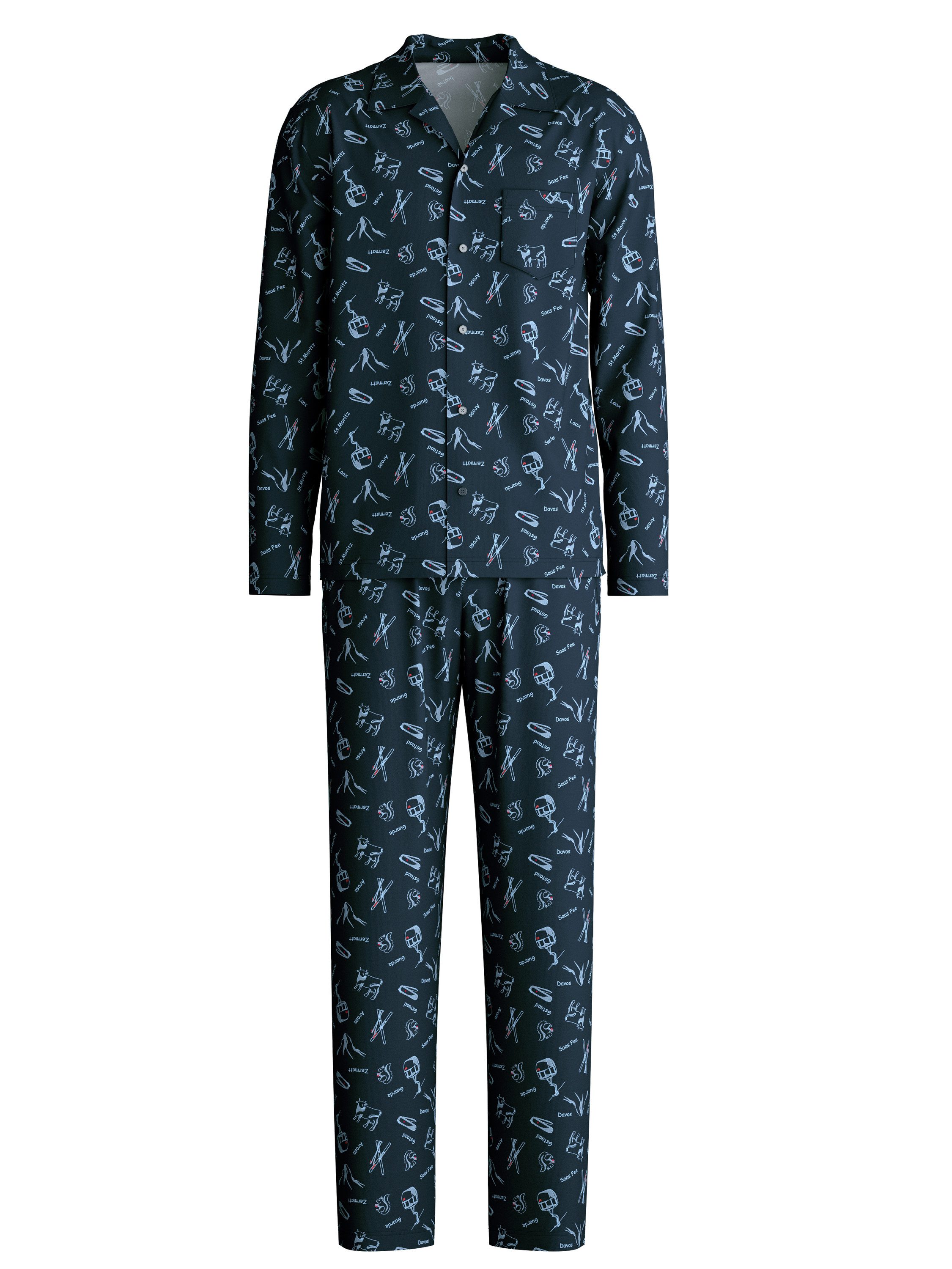 CALIDA Pyjama Relax Swiss Resort Herren (2 tlg) weich, formstabil und bequem