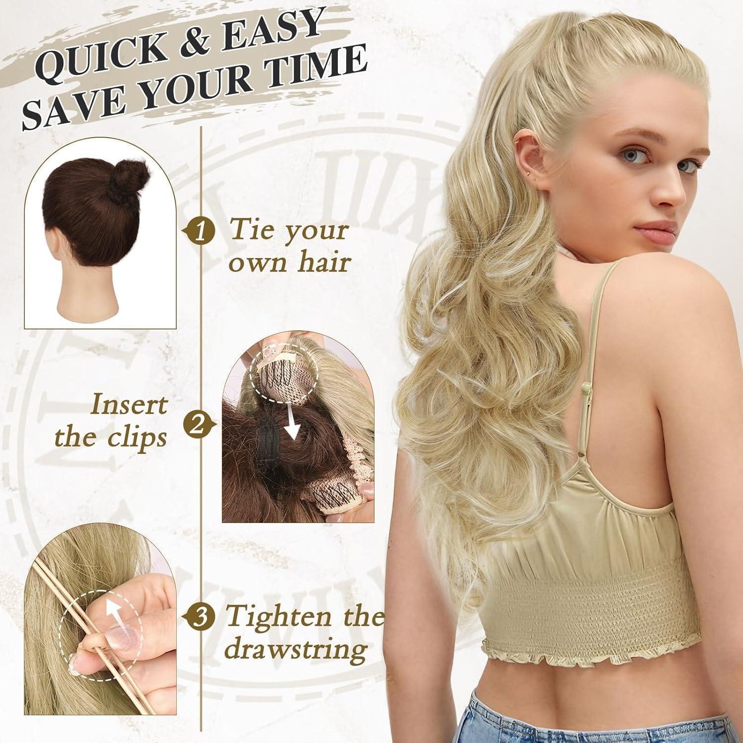 LuxusKollektion Kunsthaar-Extension Pferdeschwanz Extensions Blond 50cm Lockige Haarverlängerung mit