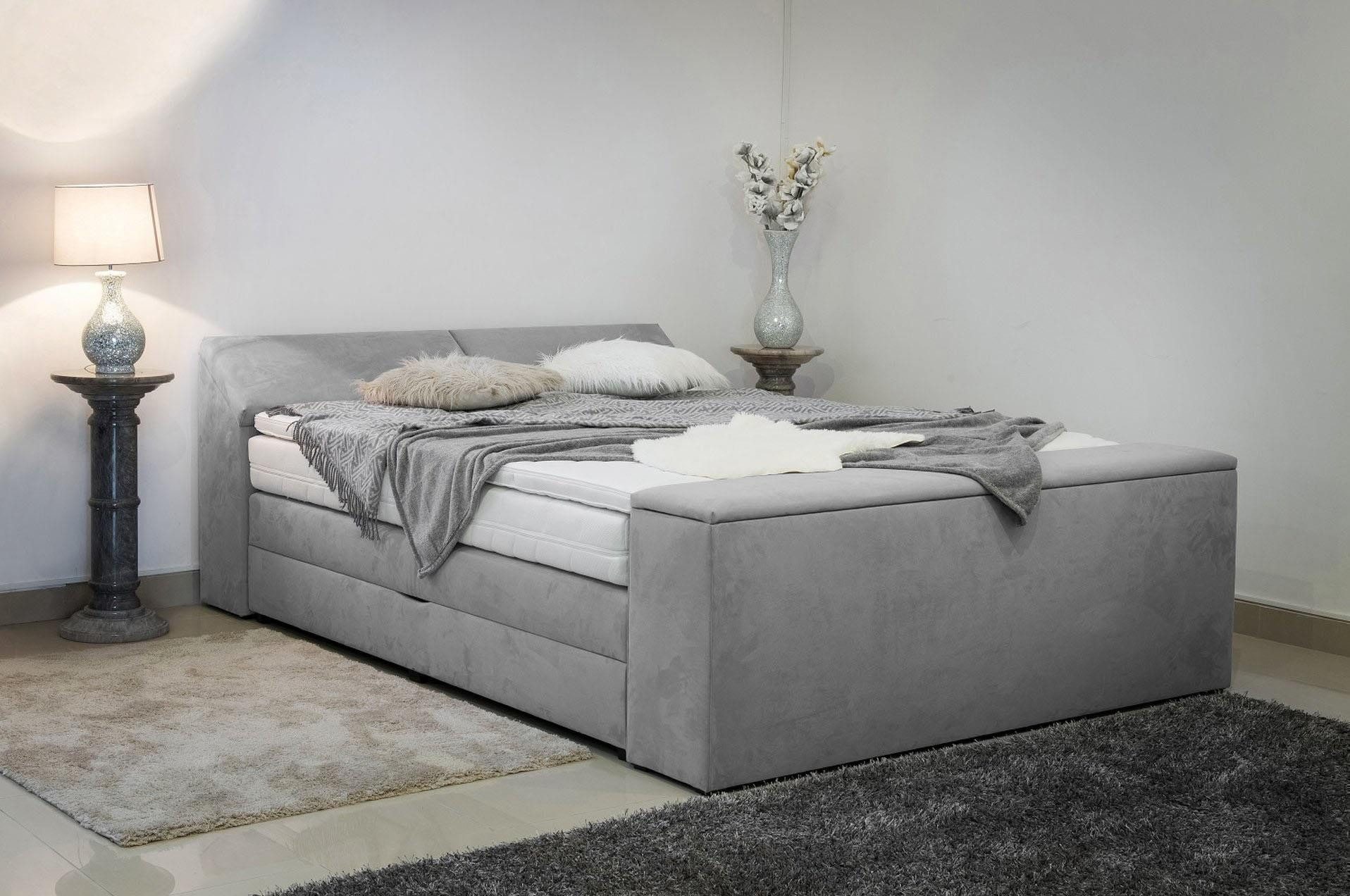 PAARA Boxspringbett Dubai mit Bettkasten Kopfteil Fußteil Stauraum, inkl. Matratze und Topper, mit einzigartigem Belüftungssystem