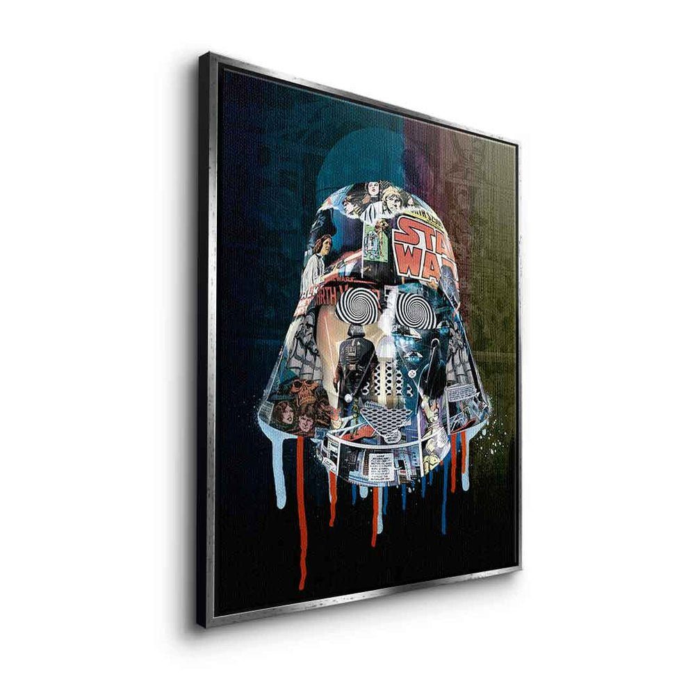 DOTCOMCANVAS® Leinwandbild Side Dark Pop weißer Wars Rahmen Art Collage Leinwandbild Dark Darth Star Vader Side