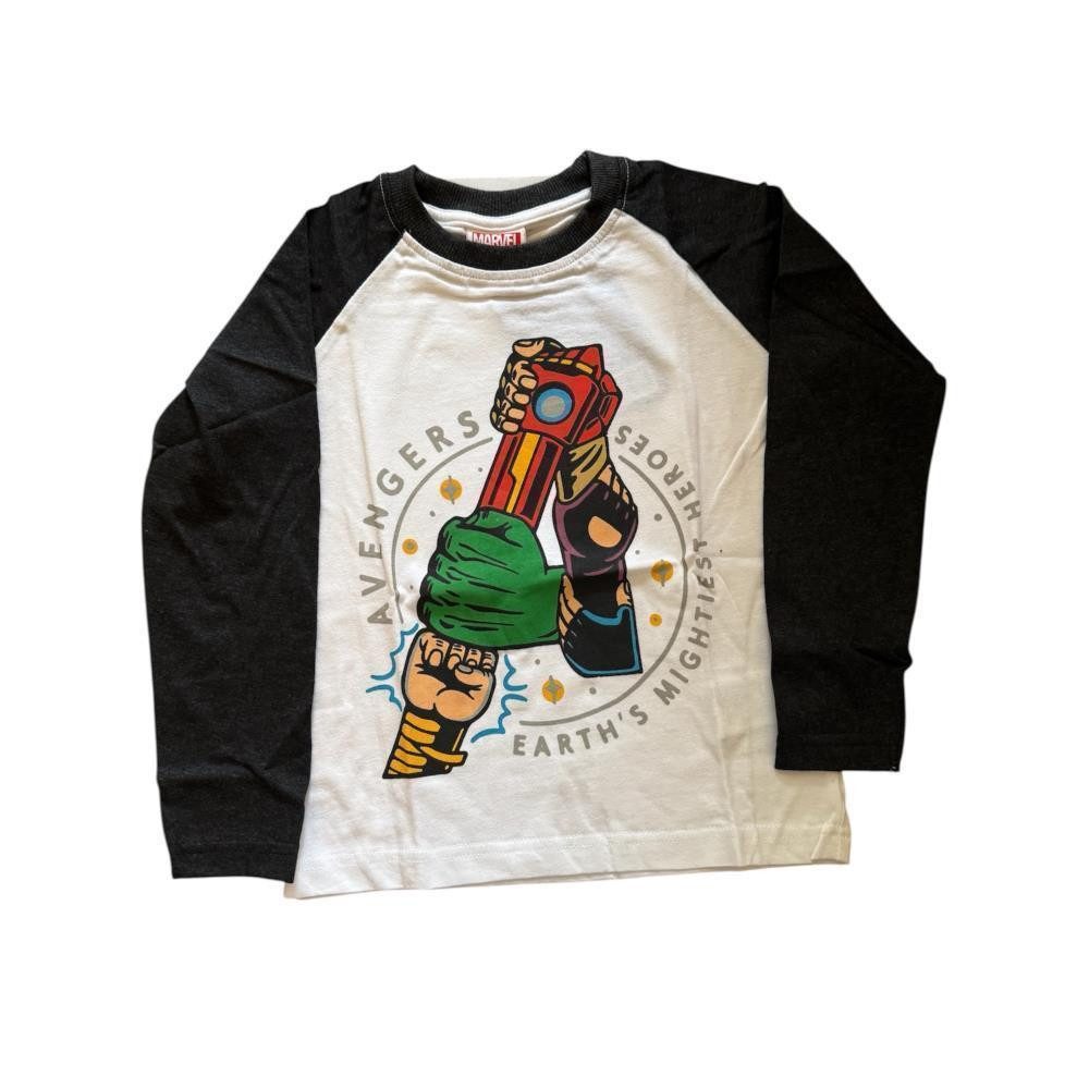 MARVEL T-Shirt Jungs Langarm-Shirt, Marvel, Schwarz-weiß oder Blau, Gr. 104-134