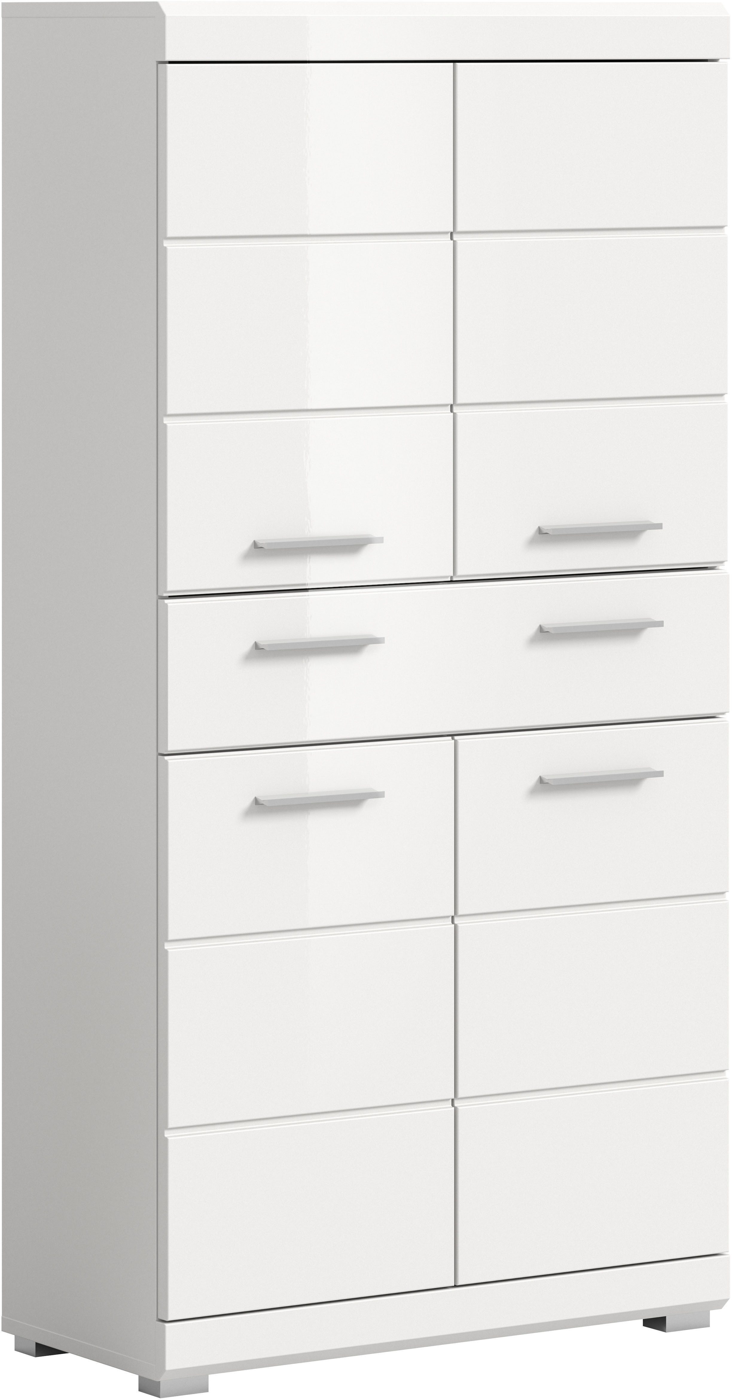 welltime Midischrank SIENA, Breite 74cm, 4 Türen, 1 Schubkasten, 4 Fächer, MDF-Front (TOPSELLER) in verschiedenen Farben erhältlich, Badmöbel, Badschrank, Schrank, Bad