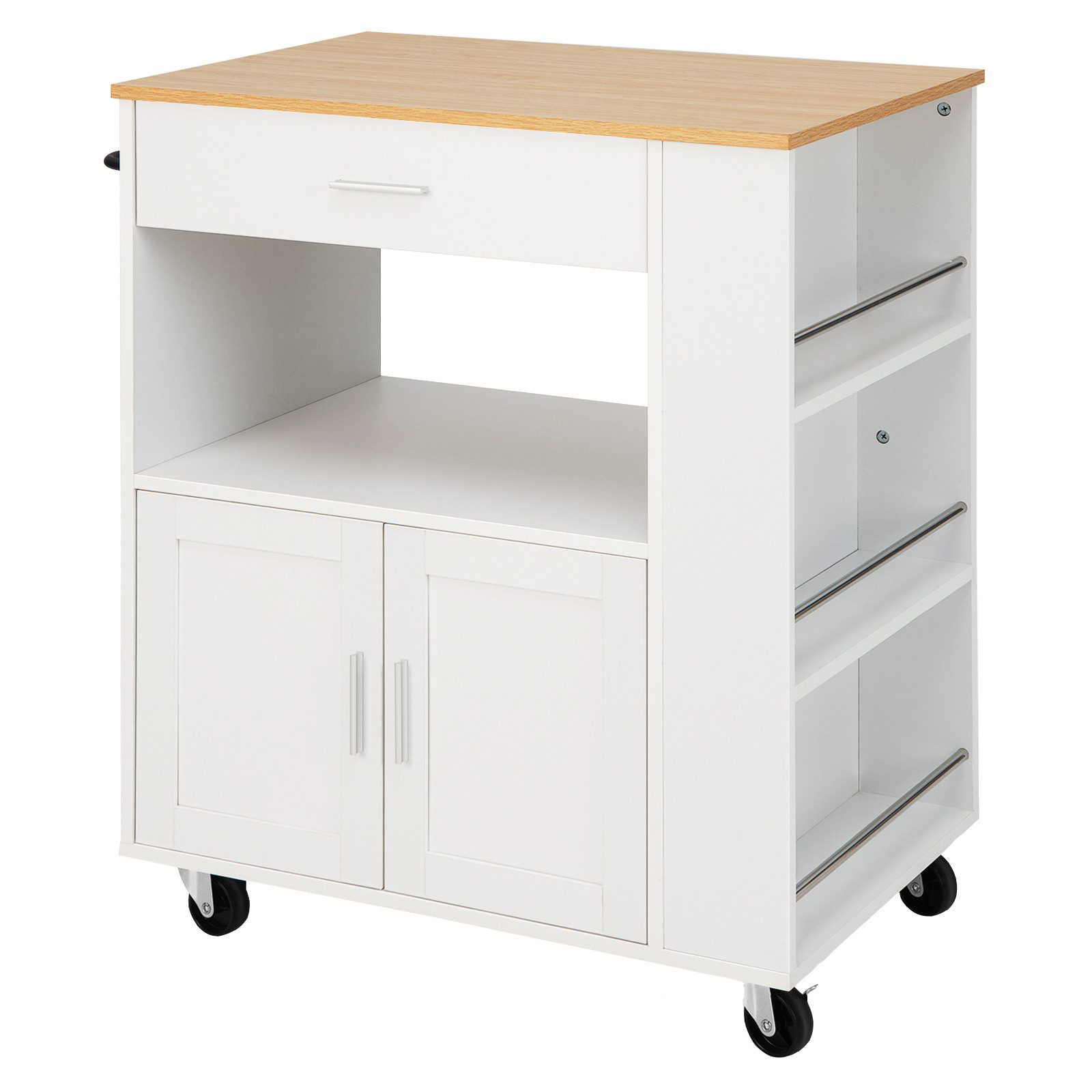 COSTWAY Küchenwagen, Servierwagen mit 3 Gewürzregalen günstig online kaufen