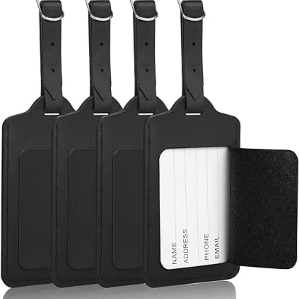 Blusmart Gepäckanhänger Gepäckanhänger 4er-Set (Schultaschenanhänger, Gepäckanhänger, Erinnerungsanhänger, 4-St., Schwarz 10,5 x 6 cm) Geeignet für verschiedene Szenarien