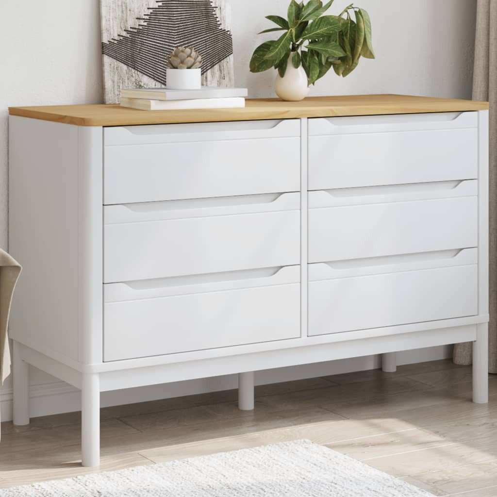 vidaXL Kommode Kommode FLORO Weiß Massivholz Kiefer (1 St)