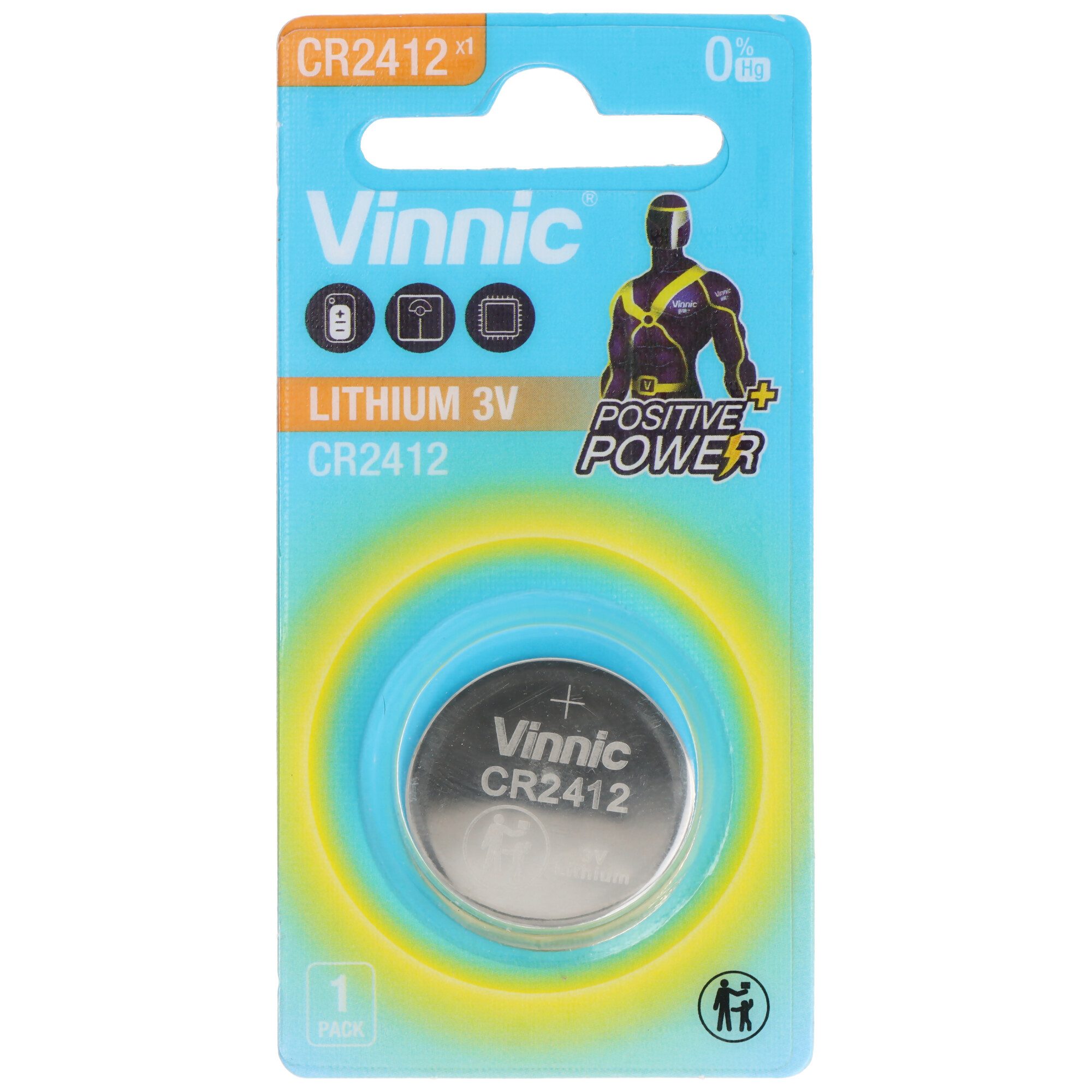 VINNIC CR2412 Lithium Batterie IEC CR2412 Marken Lithium Batterien, 24,5 x 1 Batterie, (3,0 V)