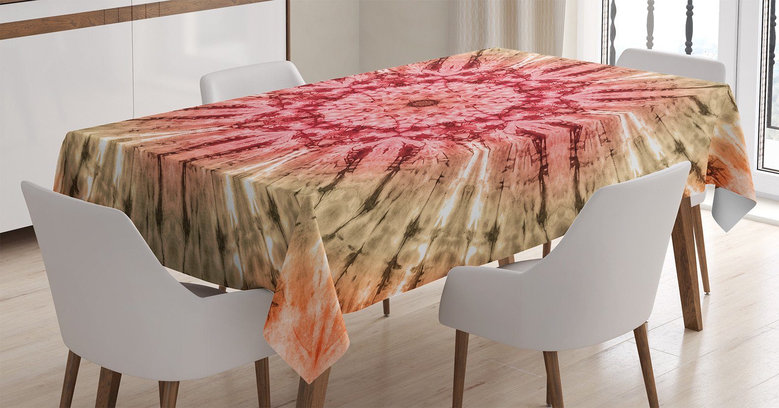 Tischdecke Außen geeignet Rotbraun Abakuhaus Bereich den Hippie Farben, Stoff Batik Waschbar Klare Farbfest Für
