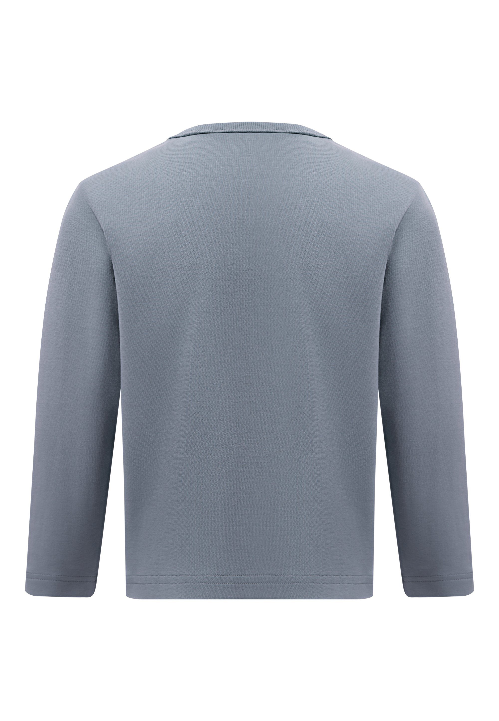 GIORDANO junior Langarmshirt mit blau stylischer Kontrast-Tasche
