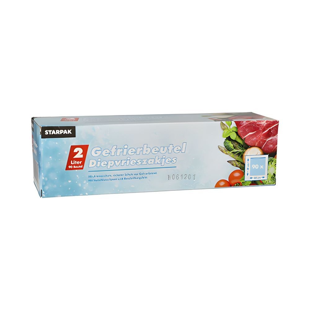PAPSTAR Gefrierbeutel 90 x Gefrierbeutel LLDPE 2 l 30 x 20 cm transparent in Faltschachtel