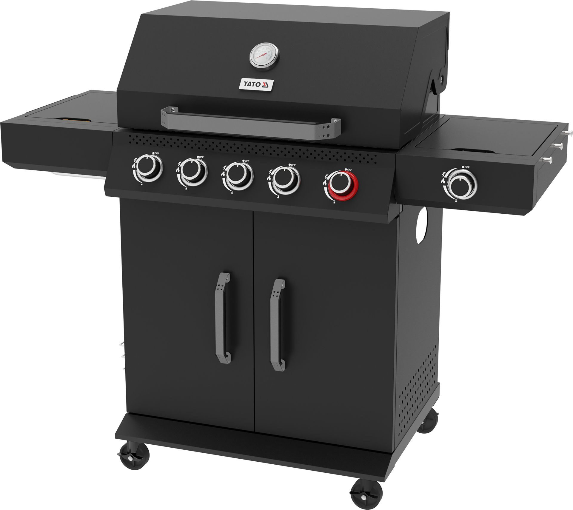 Yato Gasgrill Griglia a gas 19kW, 5+1 bruciatori, 133x57x112cm, nero, Gasgrill 19kW, 5+1 Brenner, 133x57x112cm, schwarz, Gasgrill 19kW, 5+1 Brenner, 133x57x112cm, schwarz