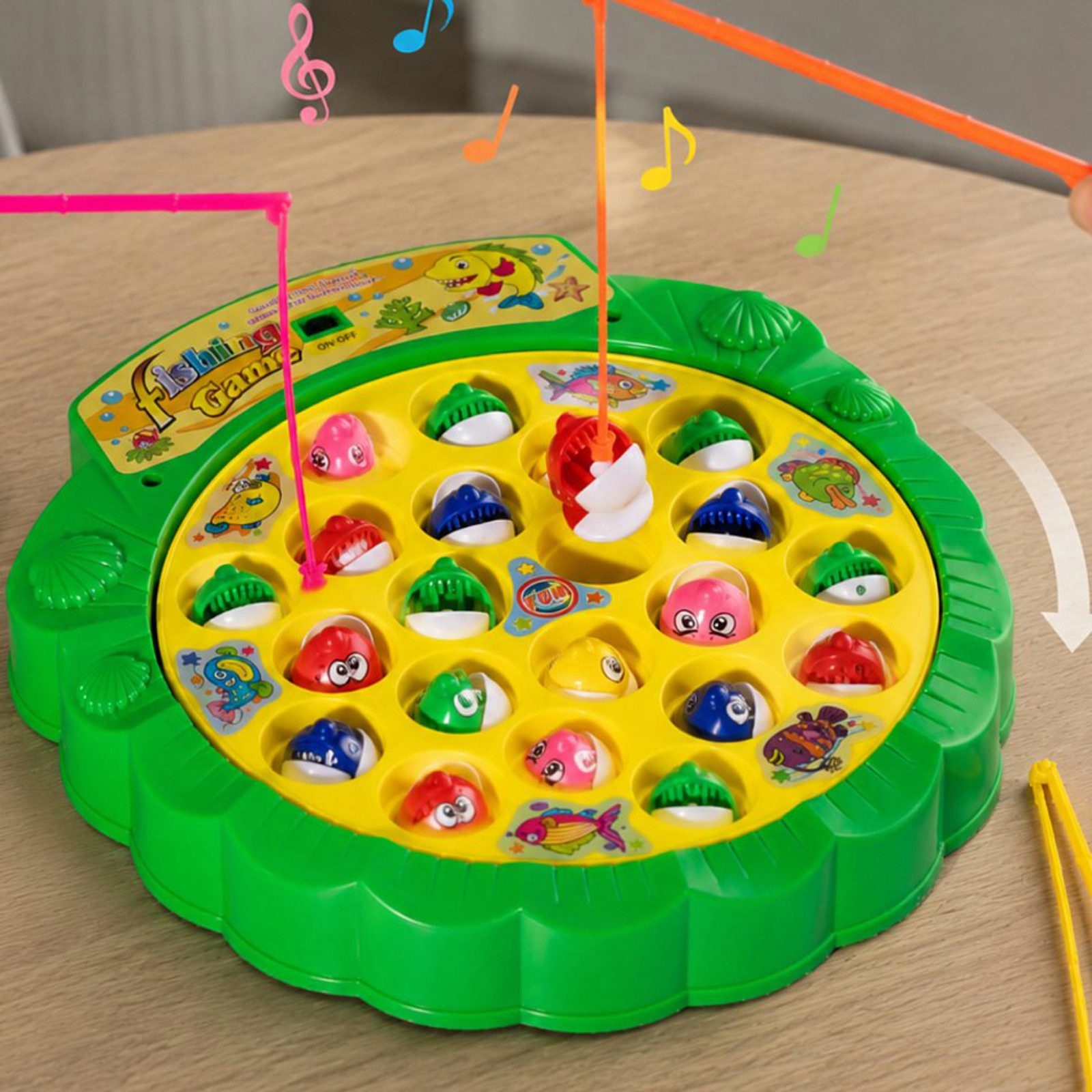 Haushalt International Spiel Angelspiel Kinderspiel 26tlg Kunststoff elektrisch, 4 Angeln, drehend, 21 Fische, Spielspaß