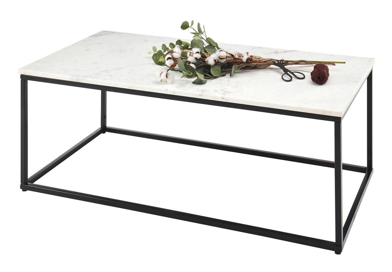 Stolkom Sp.z.o.o. Couchtisch TAURI, Weiß, Schwarz, Marmor, Metall, Tischplatte aus Marmor, B 120 x H 46 x T 60 cm – Bild 4 von 4
