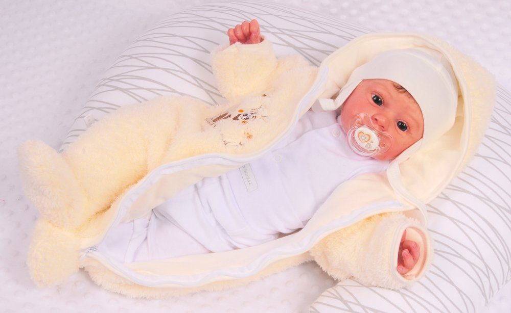 La Bortini Overall Baby Overall Wagenanzug mit Kapuze kuschelig warm, weich, 44 50 56 612 68 74 – Bild 2 von 5