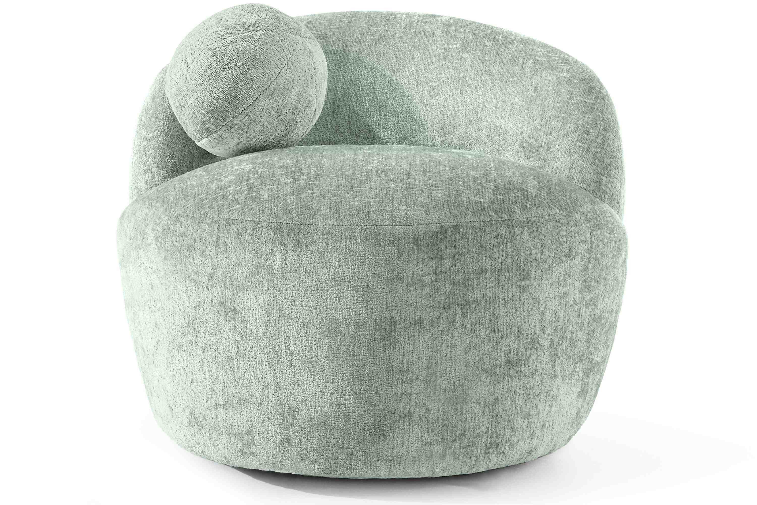 KONSIMO® Cocktailsessel NELUM Modern Sessel, organische Form, mit dekorativem Rundkissen, Chenille-Stoff, hergestellt in der EU