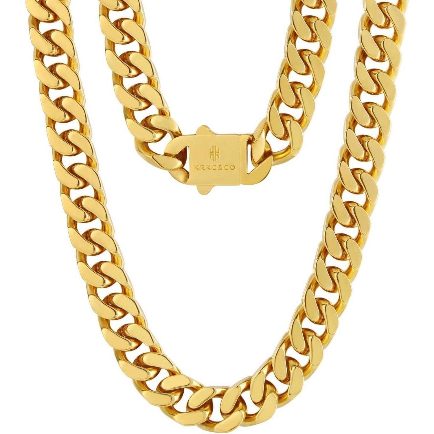 LuxusKollektion Panzerkette Panzerkette 12mm Gold Cuban Link Chain Herren 5 günstig online kaufen