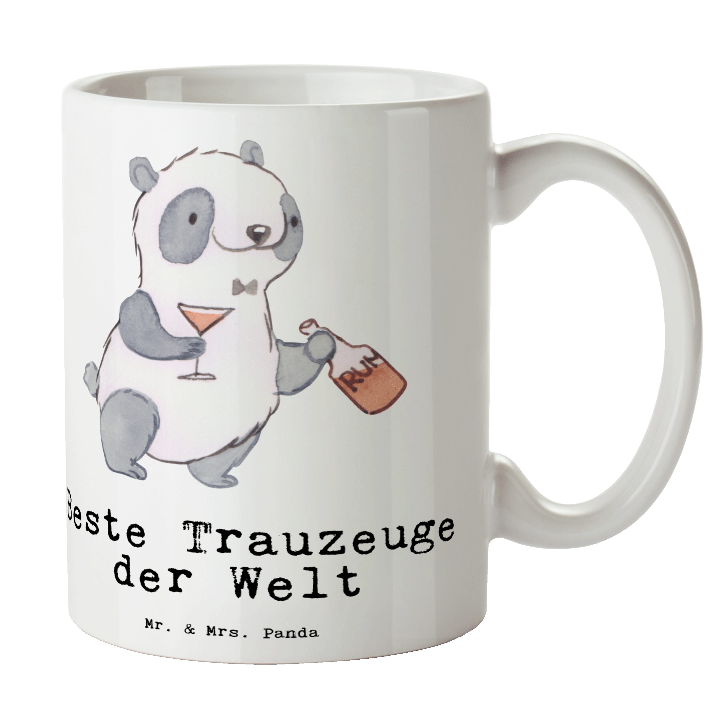 & Freude Geschenkidee, Trauzeuge Tee, Büro, Welt Panda - Mrs. Kaffeetasse, Hochzeit, Bester Braut, Kirche, - machen, Tasse Panda Weiß der Mr. Geschenk, Mitbringsel, Keramik Becher,