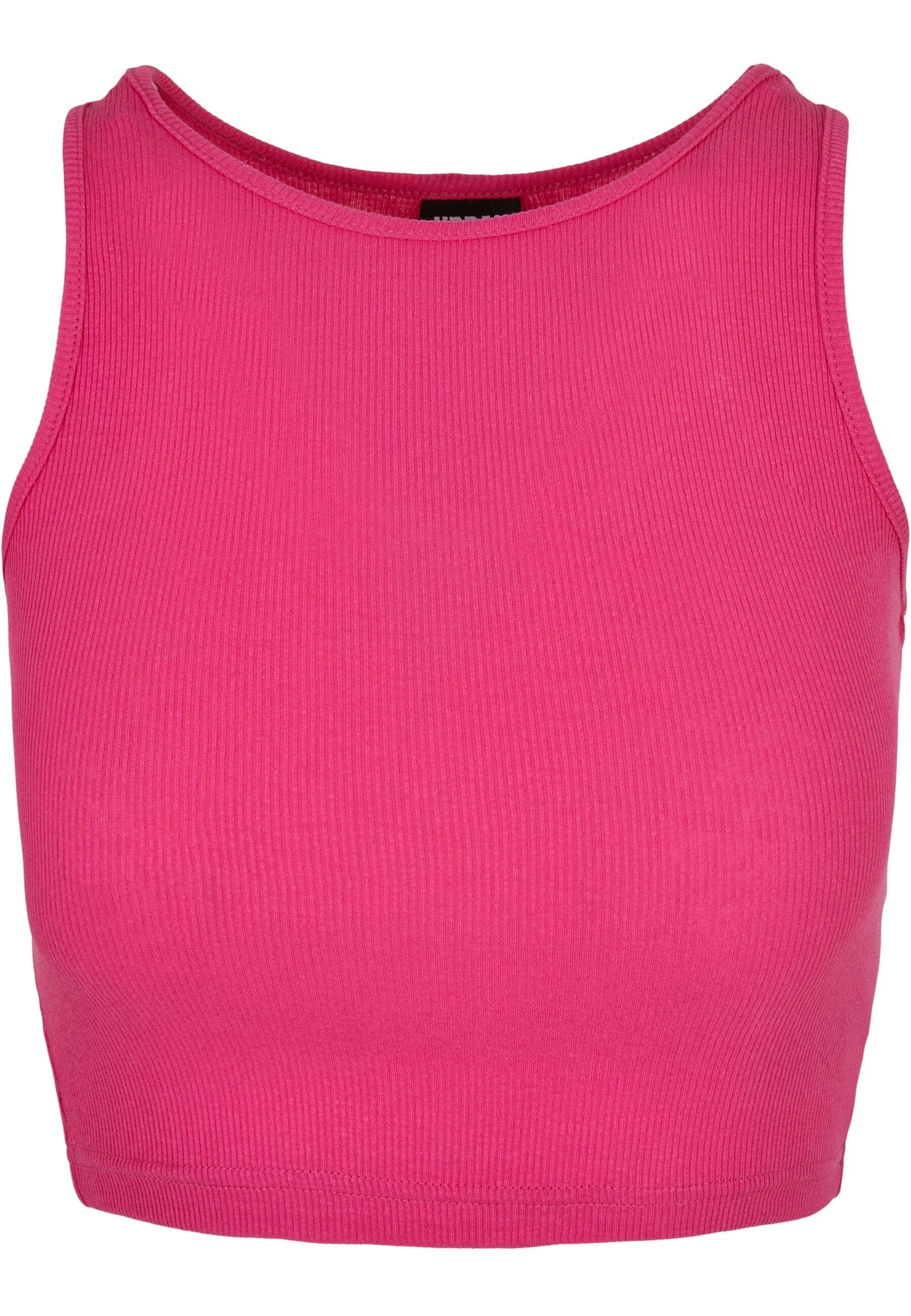 Bekannte Marke URBAN CLASSICS T-Shirt Damen Ladies Top Rib (1-tlg) brightviolet Cropped