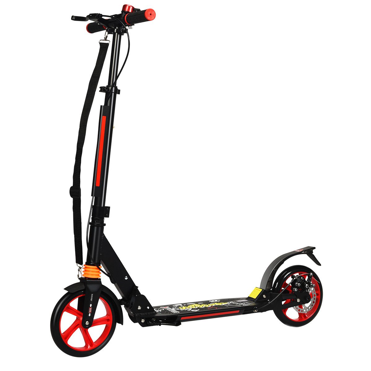 COSTWAY Cityroller Scooter, höhenverstellbar & klappbar, mit Handbremse