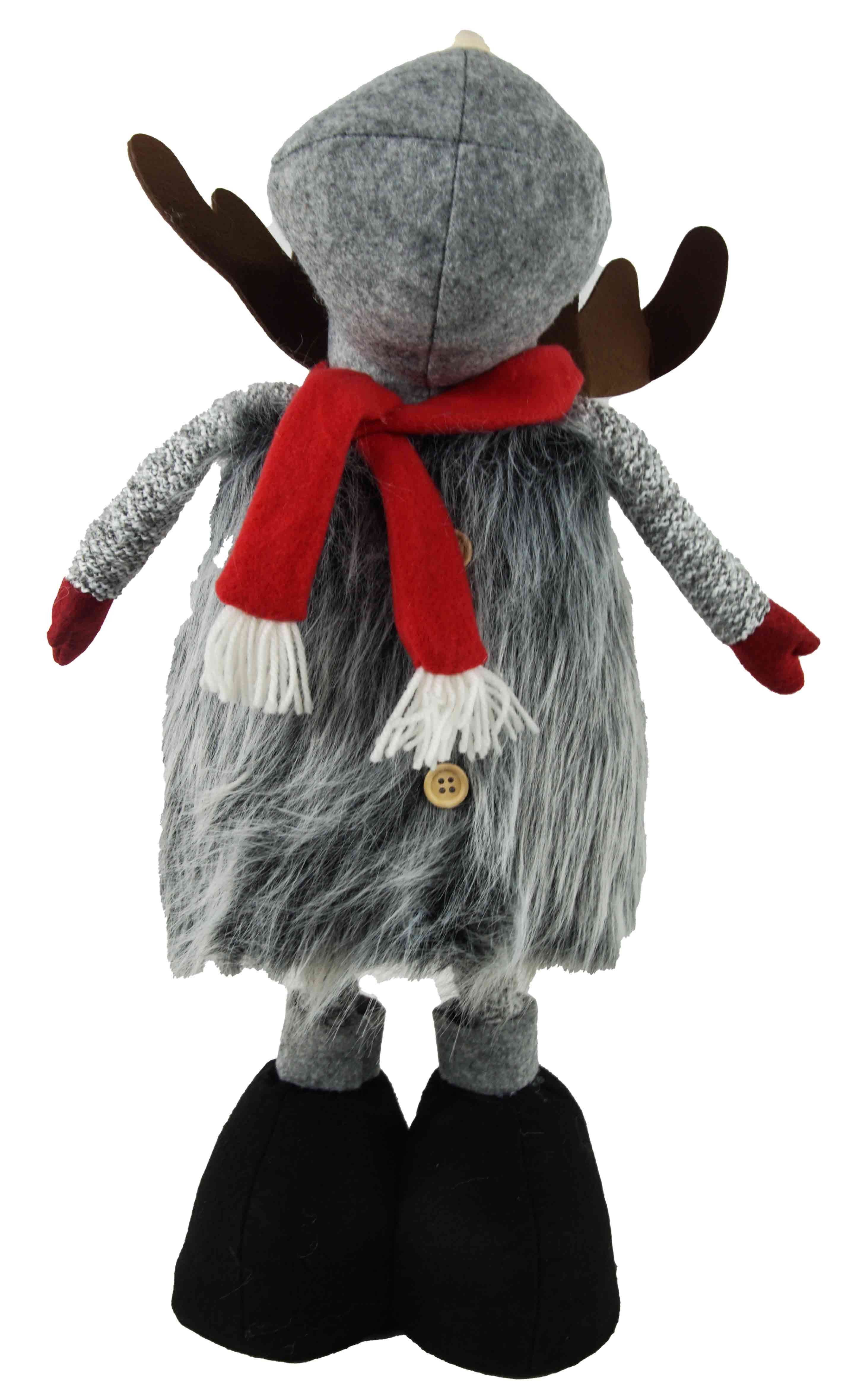 Beauty Group Dekofigur Höhenverstellbares Rentier mit Schal und Mütze, Höhenverstellbar 60–80 cm, Teleskopbeine, festliche Winterdeko, Stoff