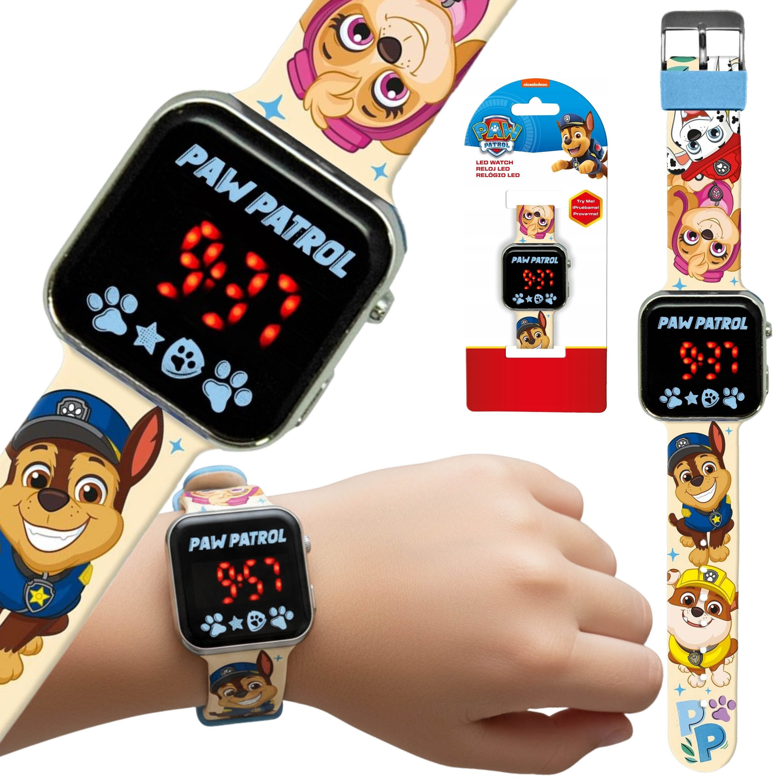 PAW PATROL Digitaluhr Paw Patrol Uhr für Mädchen, Armbanduhr mit LED-Display zum Lernen