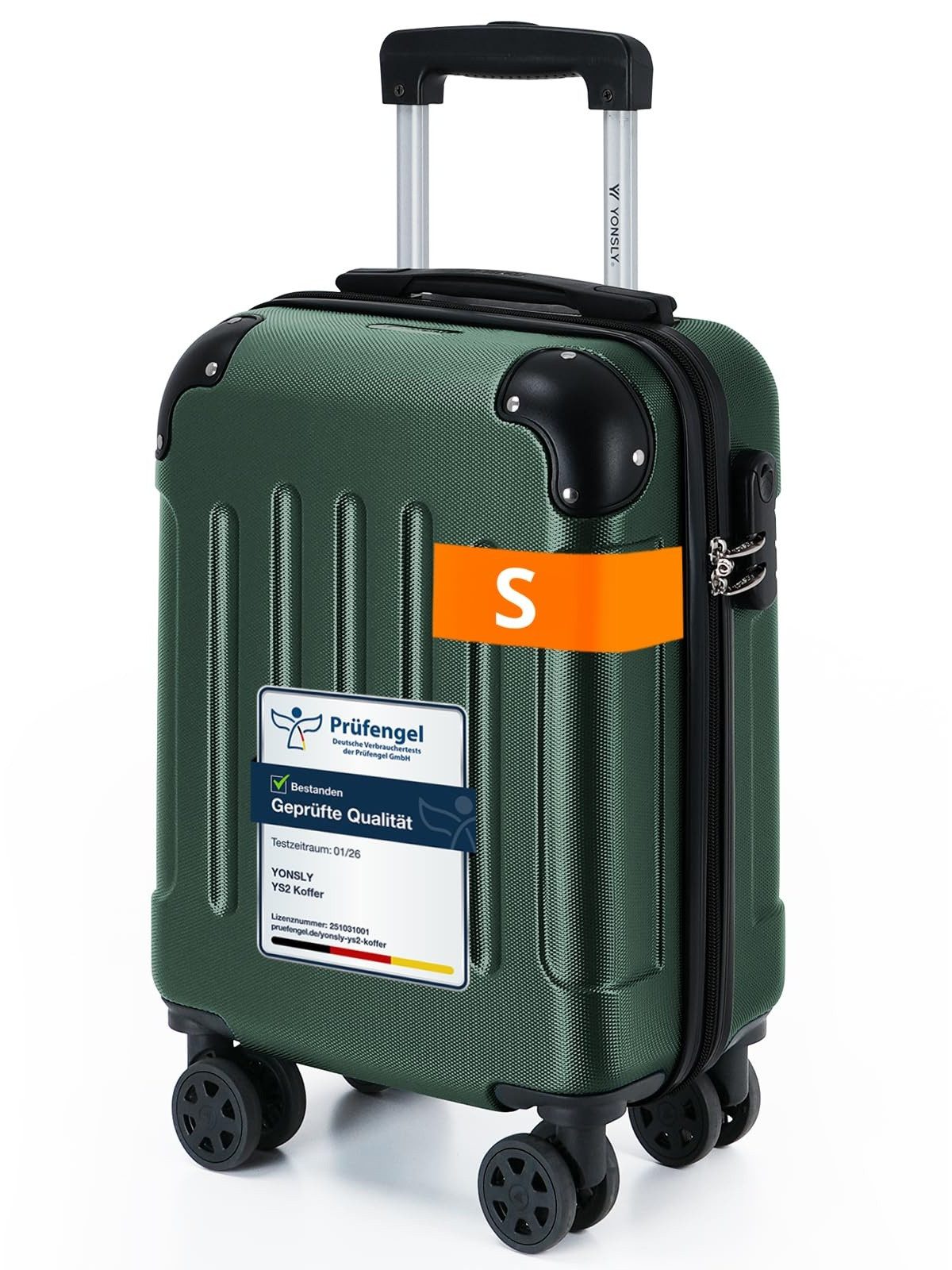 YONSLY Hartschalen-Trolley Hartschalen-Reisekoffer Trolley Rollkoffer in S/M/L/XL Größen, 4 Rollen, mit 360°-Lenkrollen, Zahlenschloss und mehrstufigem Teleskopgriff