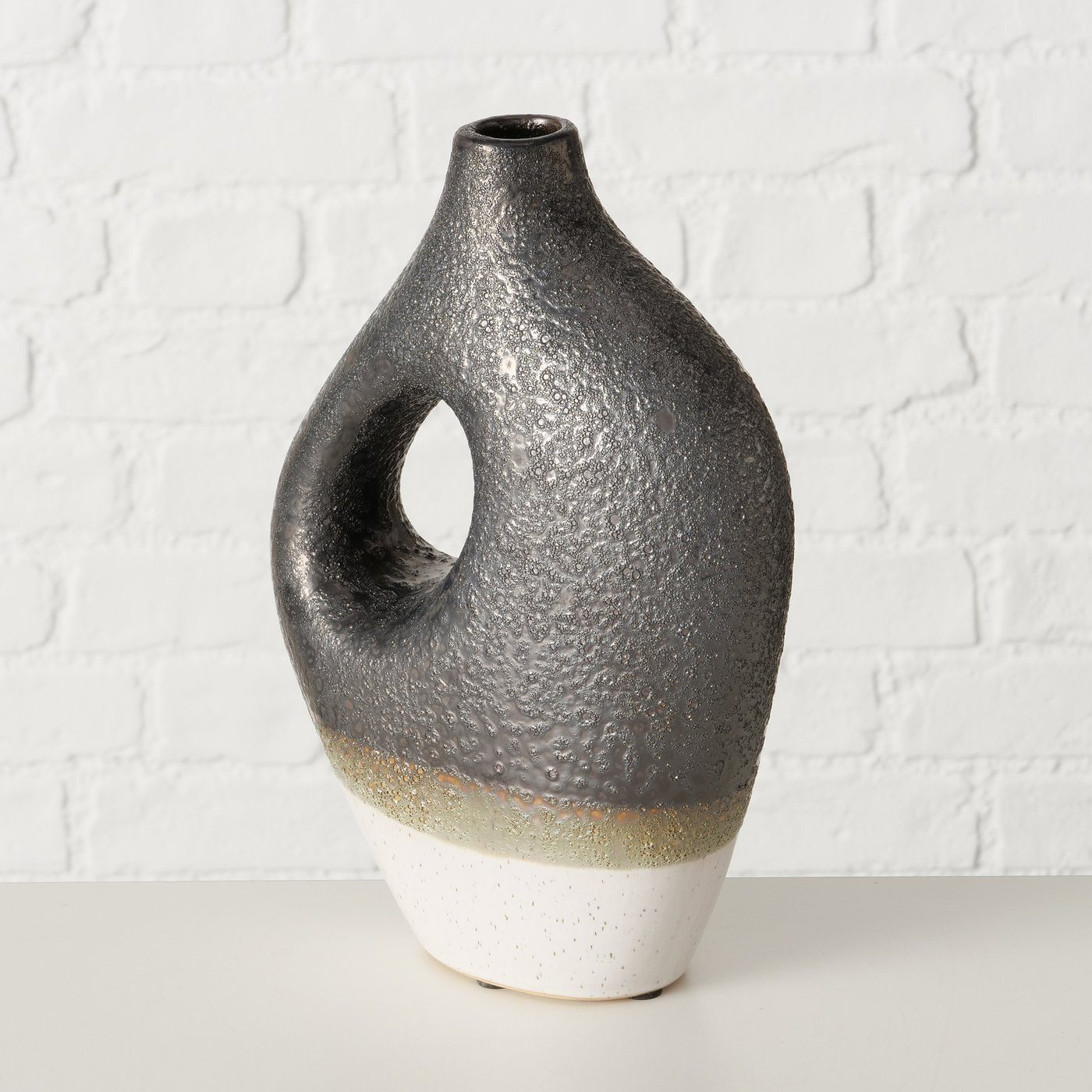 H26cm, Keramik Vase "Lamuna" aus Dekovase in schwarz/weiß BOLTZE