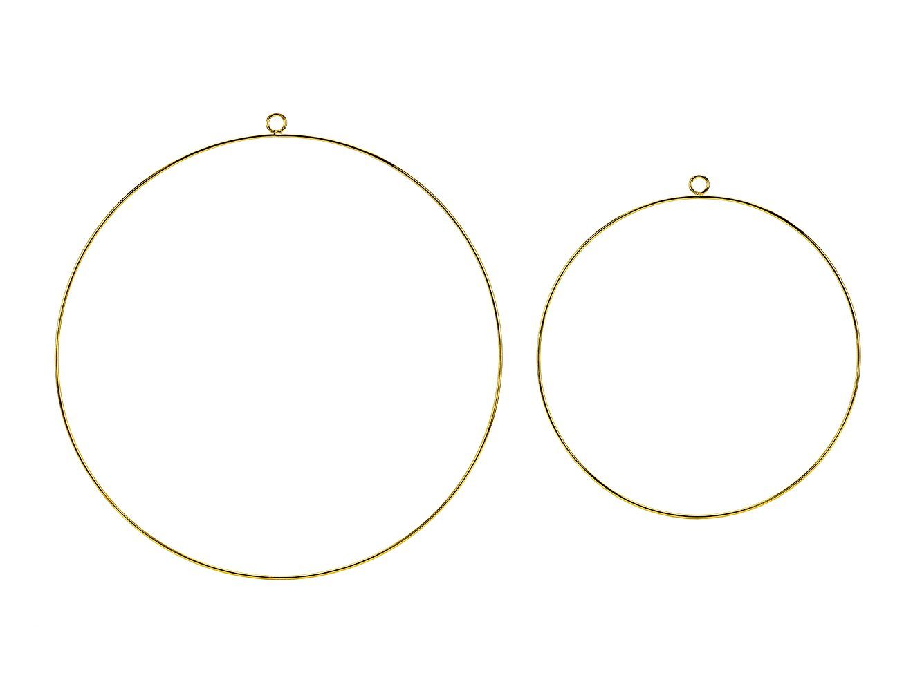 partydeco Dekohänger, Metallringe zum Aufhängen und Basteln 20cm / 28cm gold 2er Set