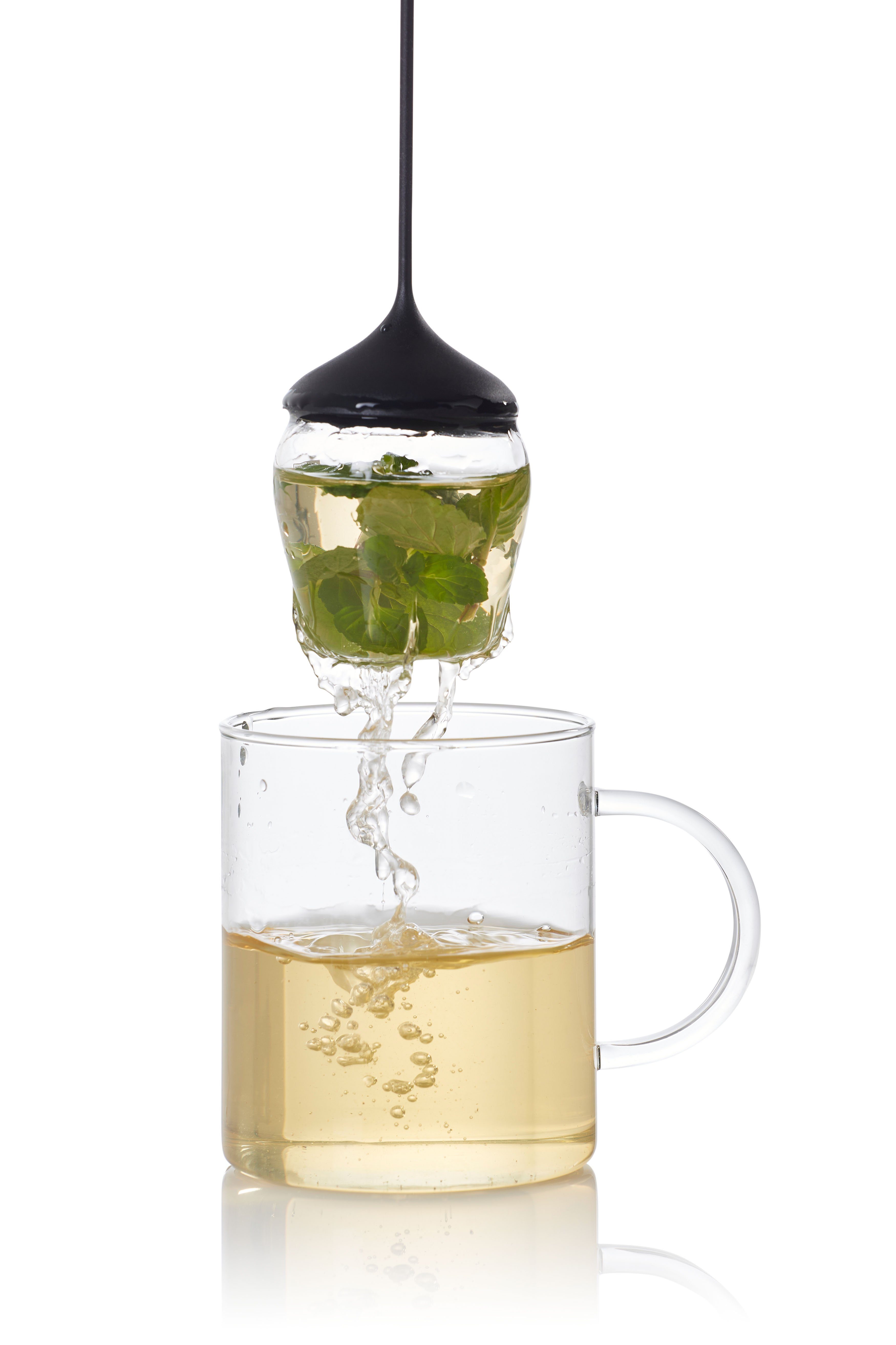 Gewürze Glas-Teefilter perfekt Silikon, Glas, (1-St), AdHoc klar Teesorten großblättrige für oder Fusion, Teesieb