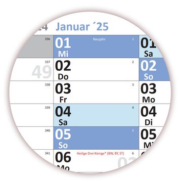 LYSCO Wandkalender XXL Wandplaner DIN B1 2024 / 2025 oder im 2-Jahres-Set, nass abwischbar Format 100 x 70cm Jahresplaner gerollt