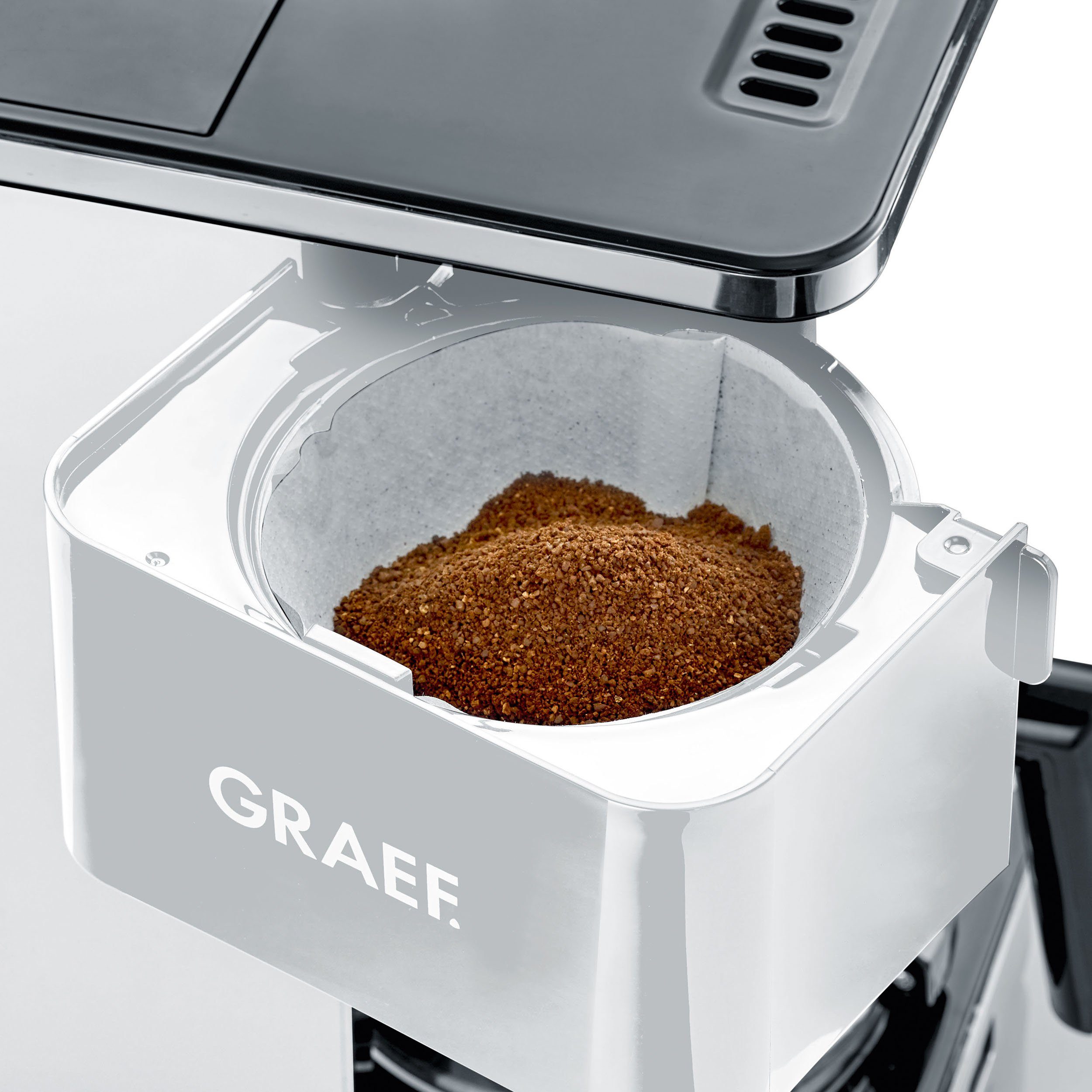 Kaffeekanne, mit Filterkaffeemaschine 1,25l weiß FK Graef Glaskanne, 401, 1x4, Papierfilter