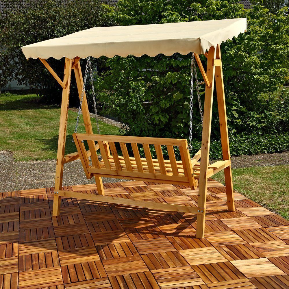 Melko Hollywoodschaukel Gartenschaukel Hollywoodschaukel Hängeschaukel Holz Überdachung, 2-Sitzer, Stück, UV-beständig & Regendicht