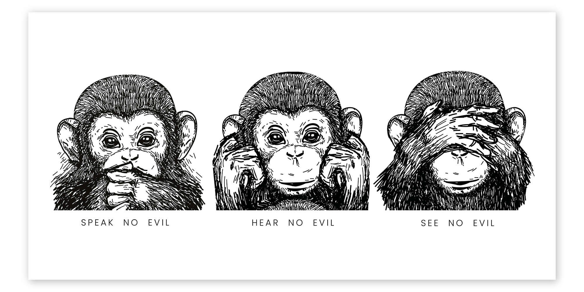 Posterlounge Poster Editors Choice, Speak no evil - Hear no evil - See no evil II, Wohnzimmer Illustration